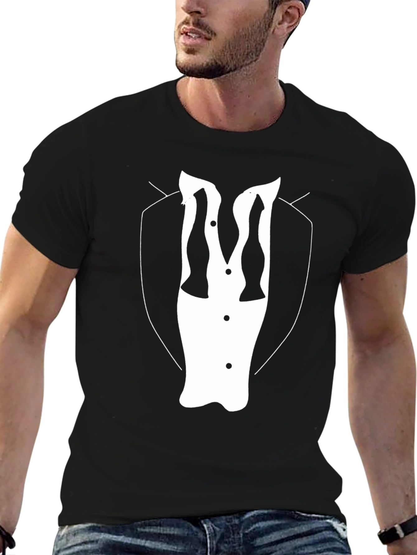 Tuxedo T-Shirt - Stylish Black Tee