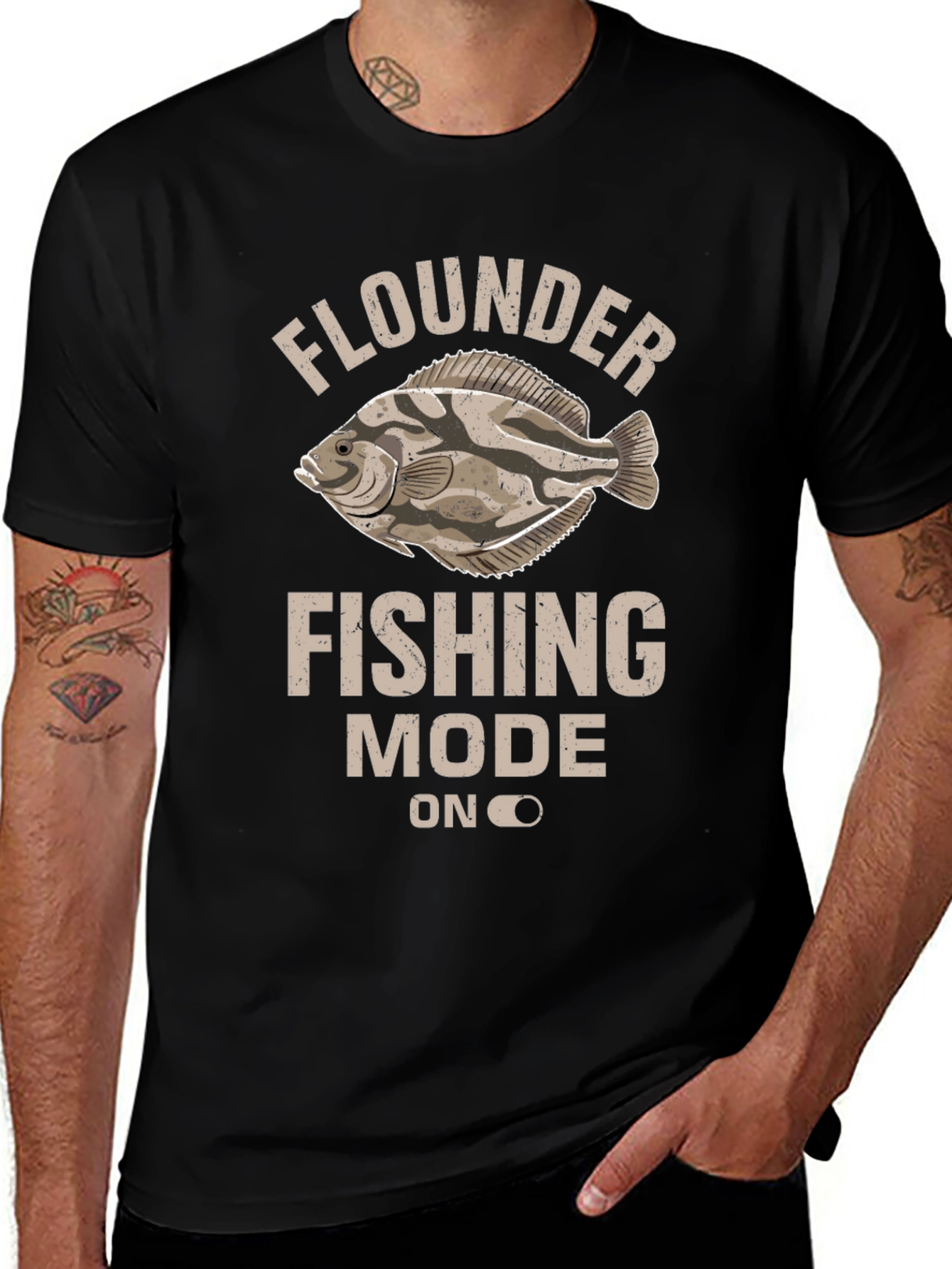 Flounder Fishing Mode On Graphic Tee
