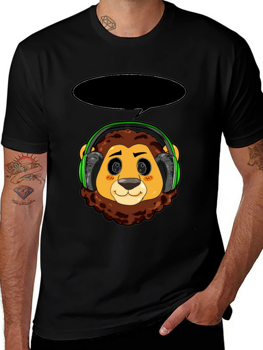 Lion Headphone T-Shirt - Fun & Stylish Graphic Tee