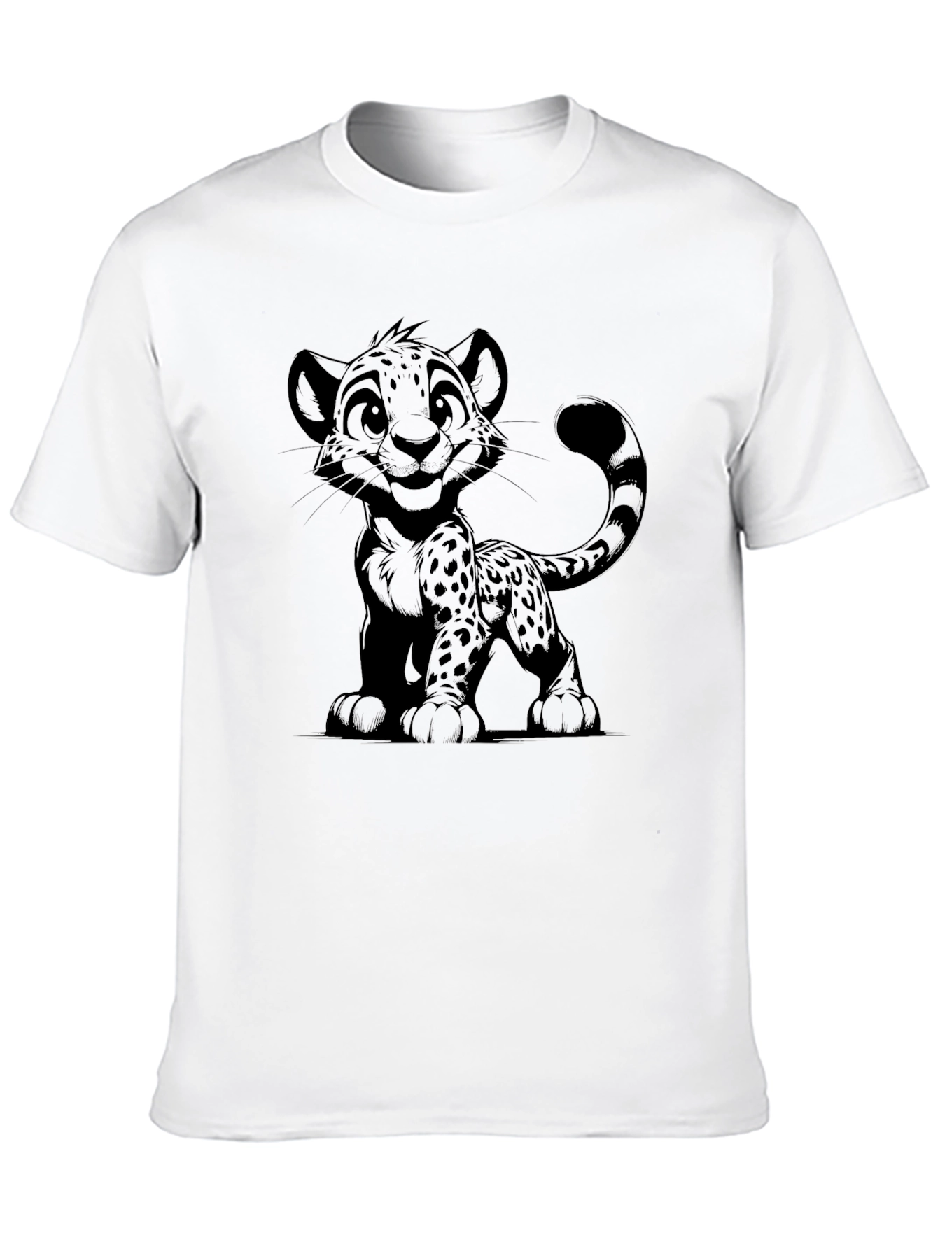 Cartoon Cheetah Graphic T-Shirt