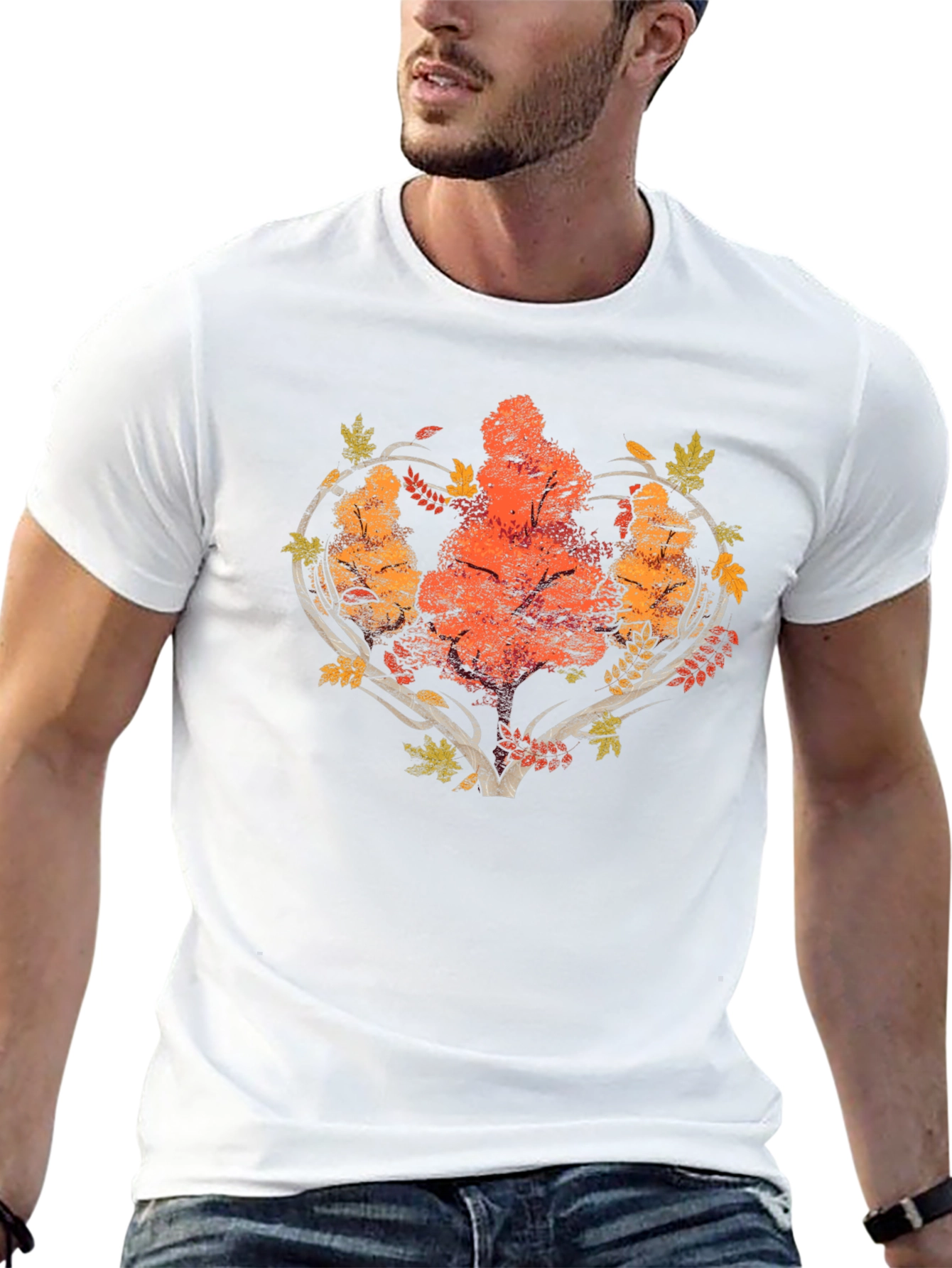 Autumn Tree Heart Graphic Tee - Black