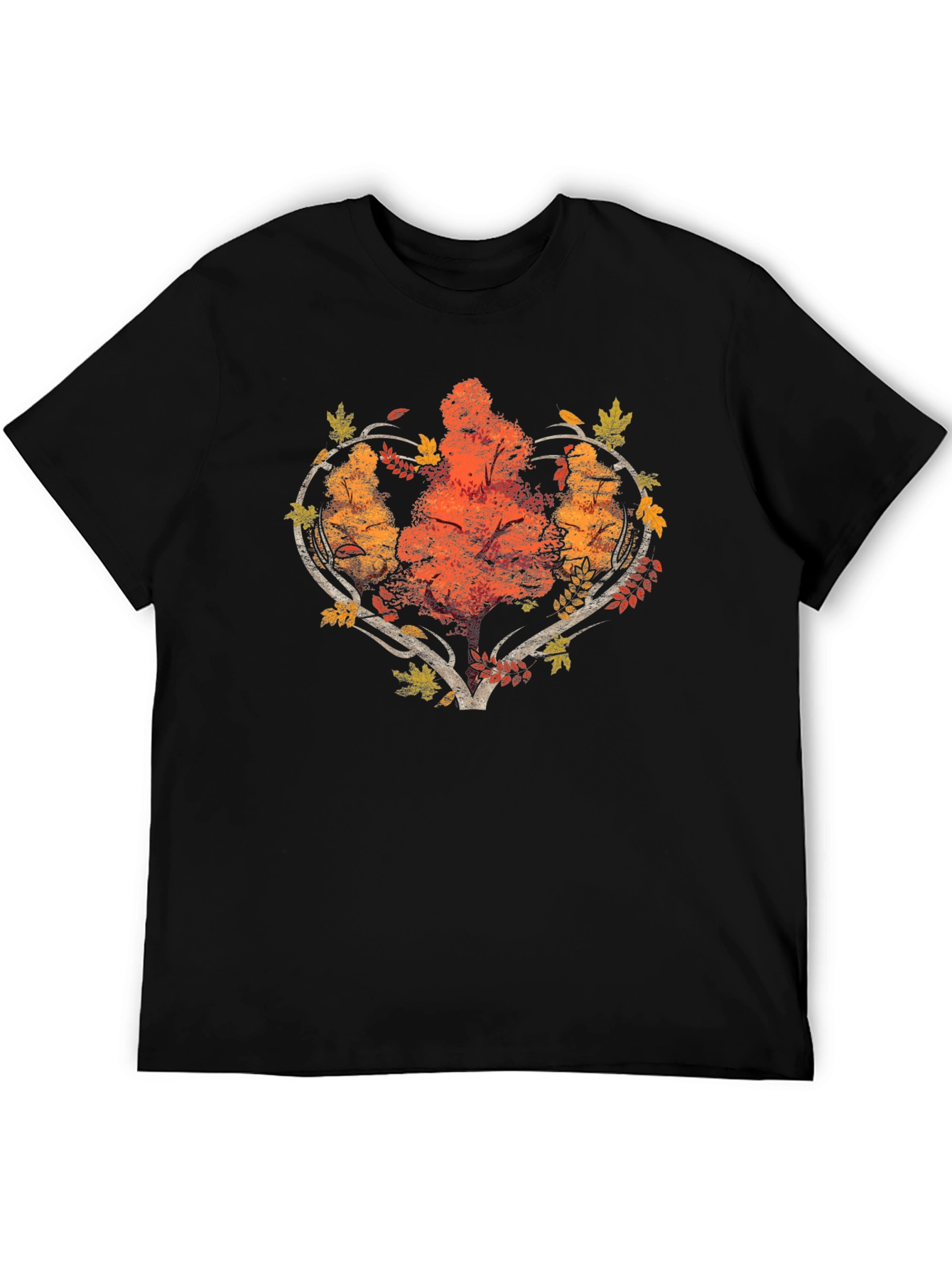 Autumn Tree Heart Graphic Tee - Black