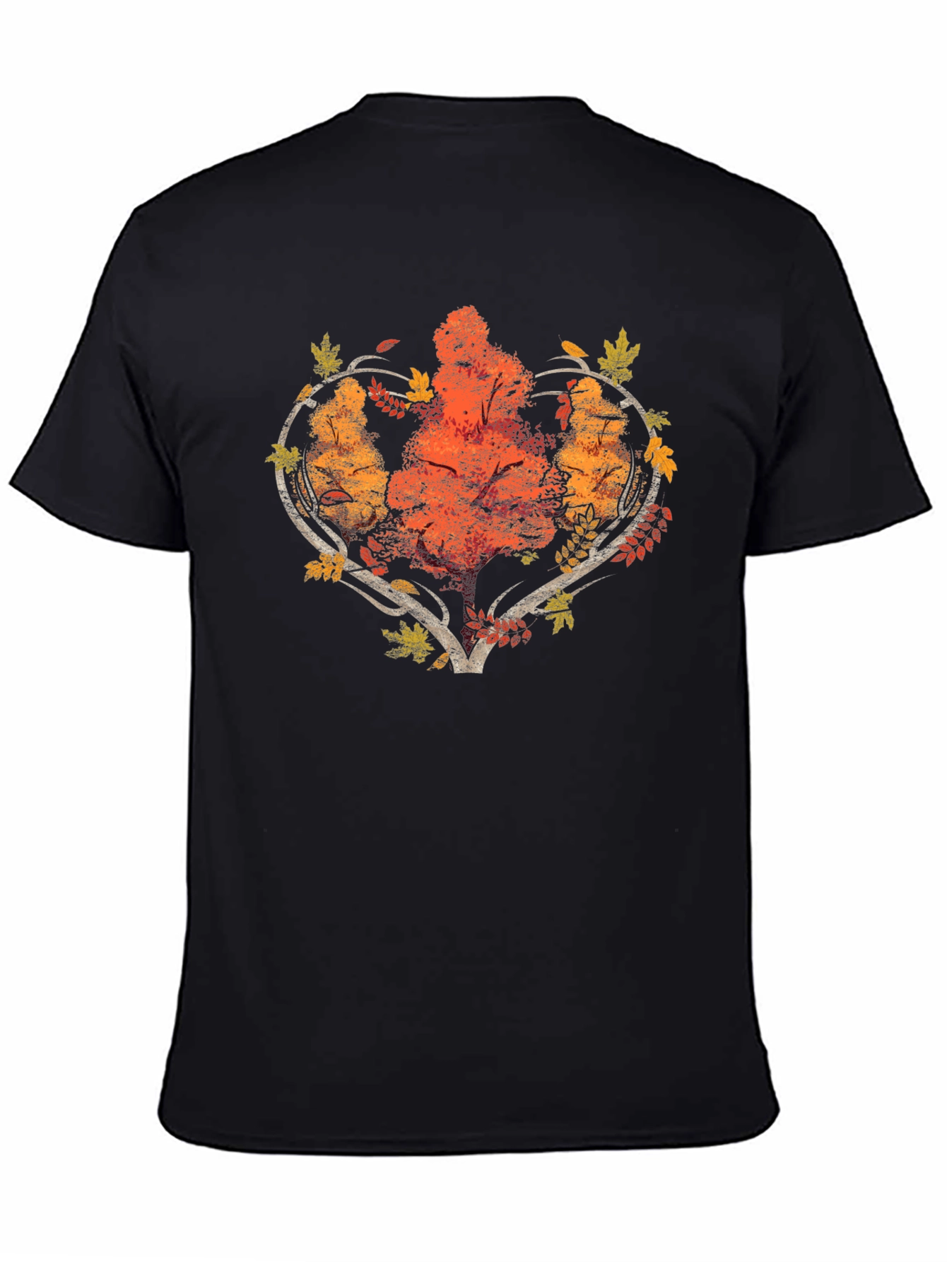Autumn Tree Heart Graphic Tee - Black