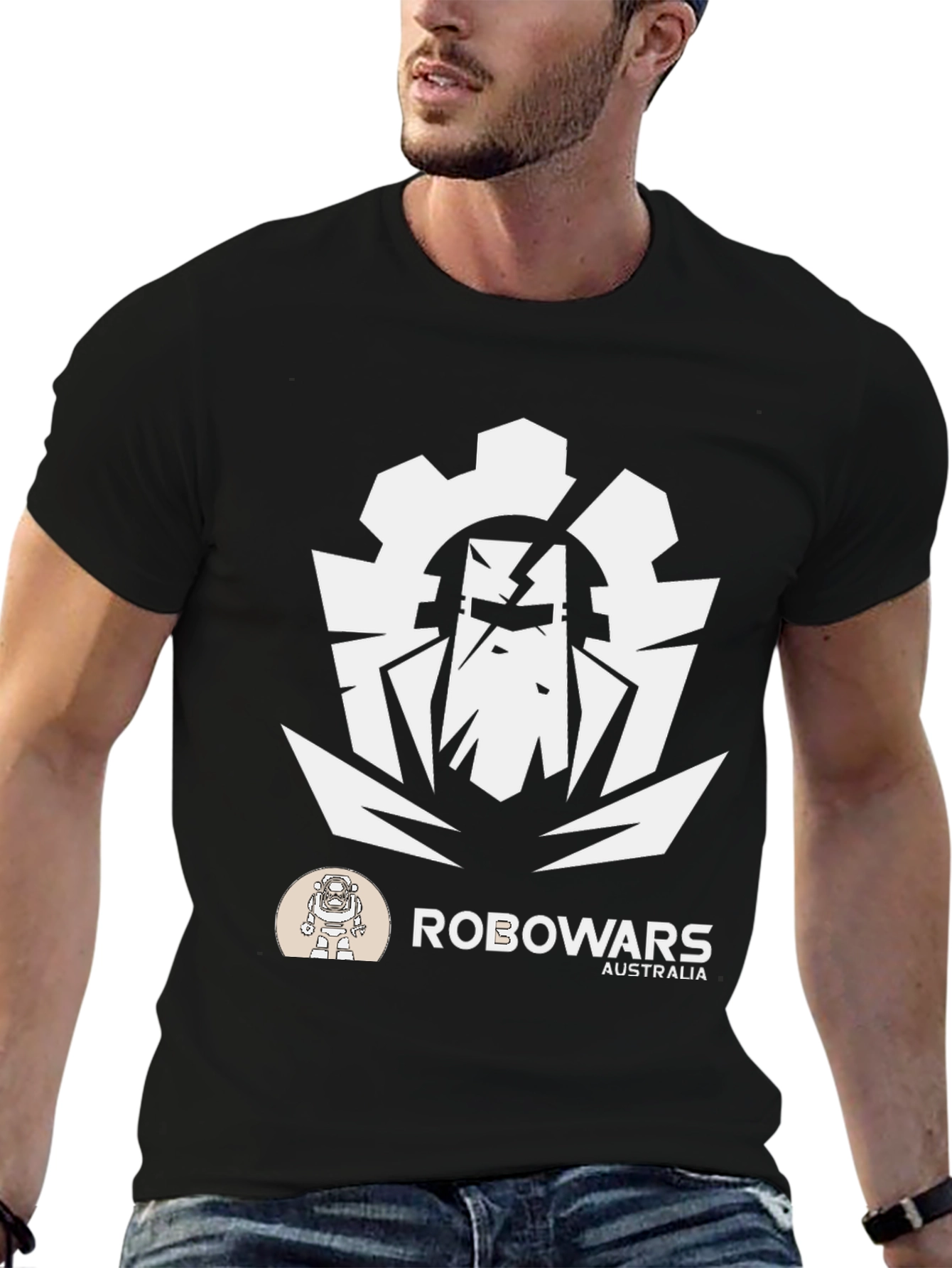 Robowars Australia Black T-Shirt - Robot Combat Design