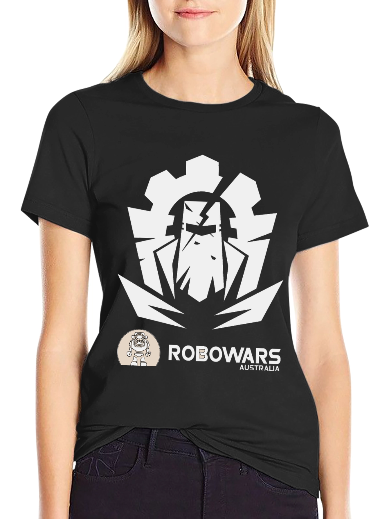 Robowars Australia Black T-Shirt - Robot Combat Design