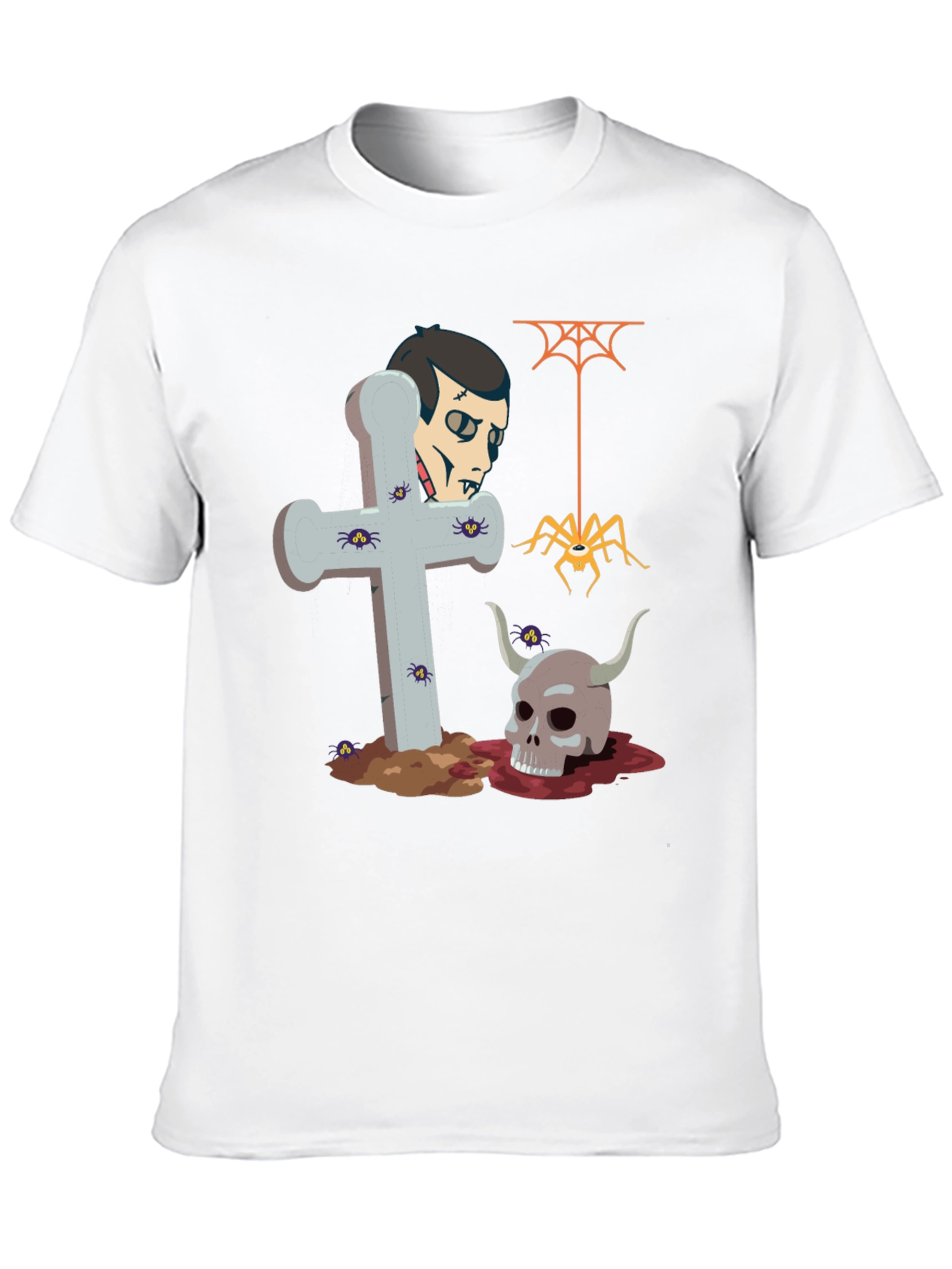 Halloween Graphic Tee: Vampire Skull Spider