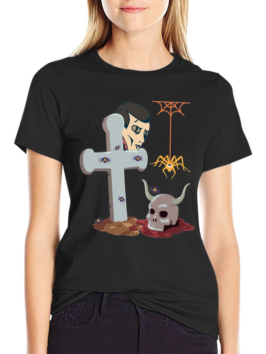 Halloween Graphic Tee: Vampire Skull Spider