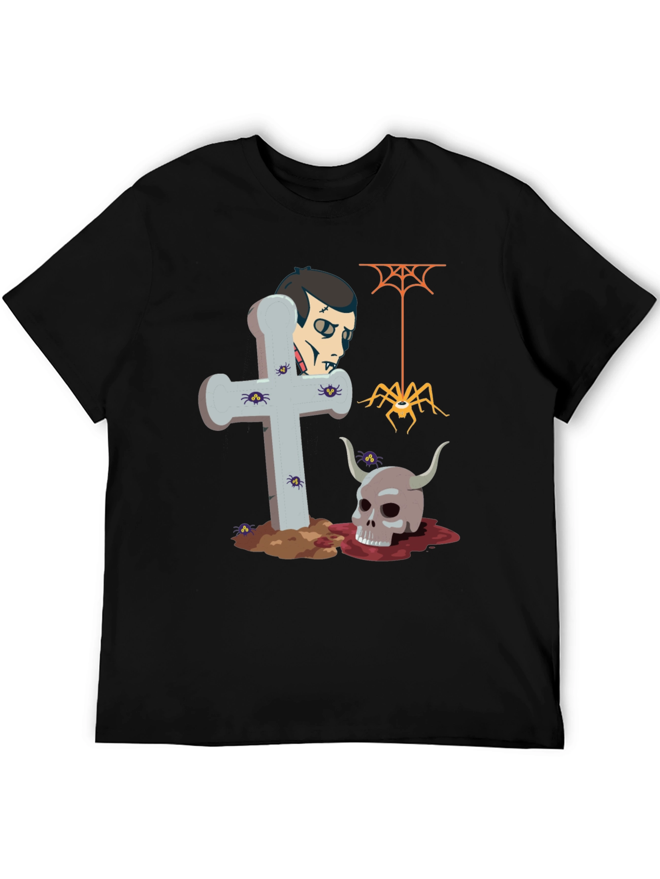 Halloween Graphic Tee: Vampire Skull Spider