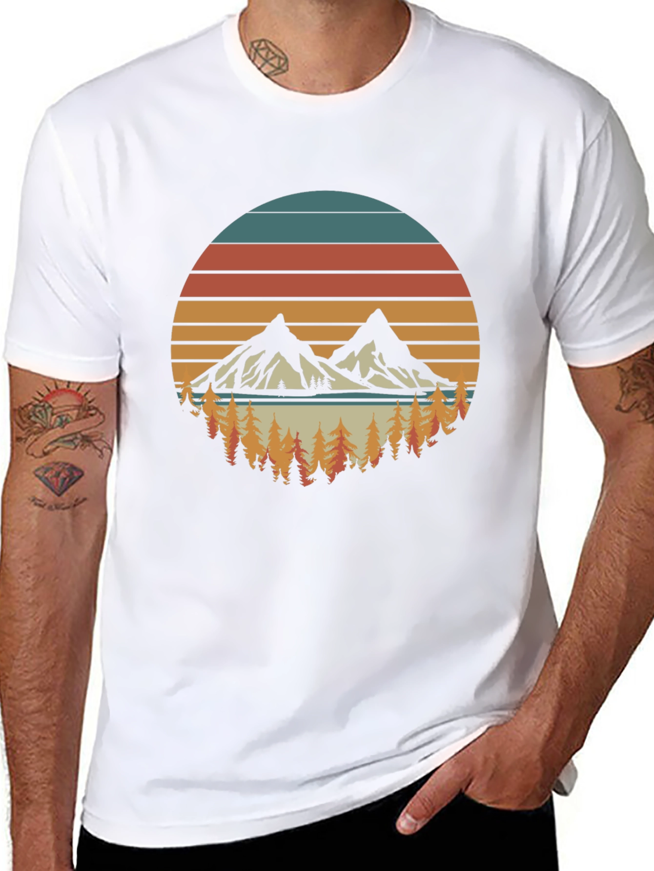 Retro Mountain Sunset Graphic T-Shirt