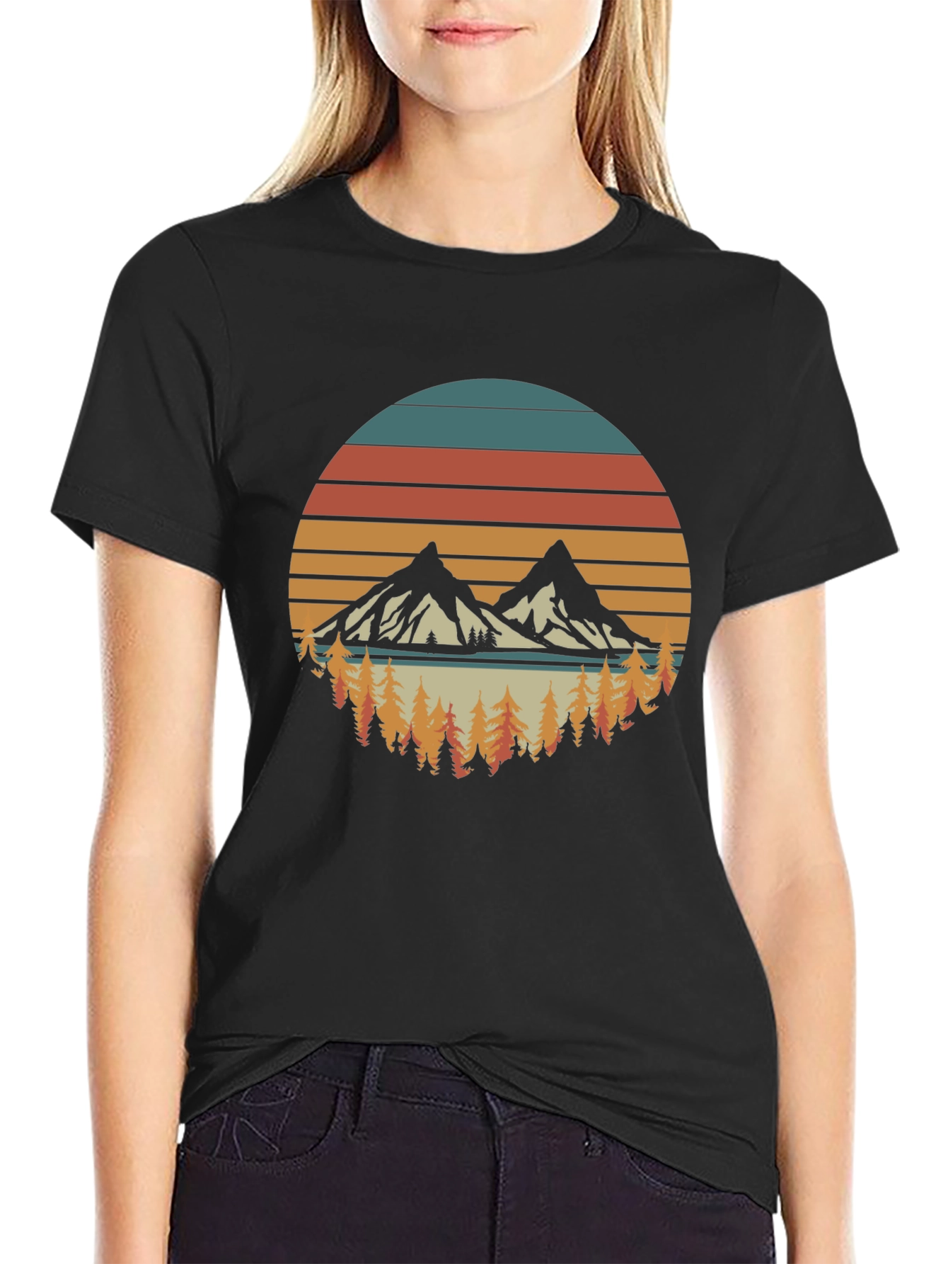 Retro Mountain Sunset Graphic T-Shirt