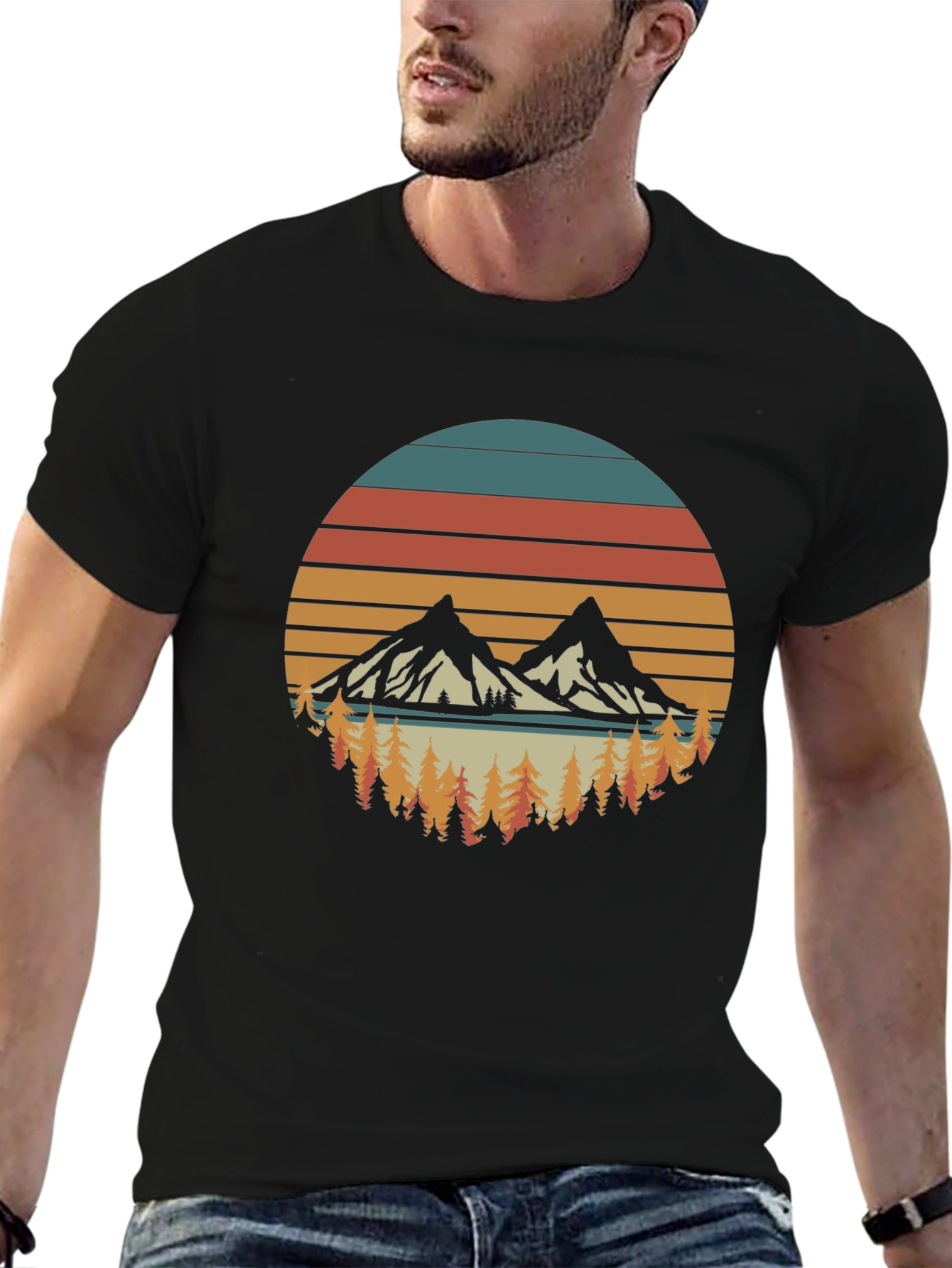 Retro Mountain Sunset Graphic T-Shirt