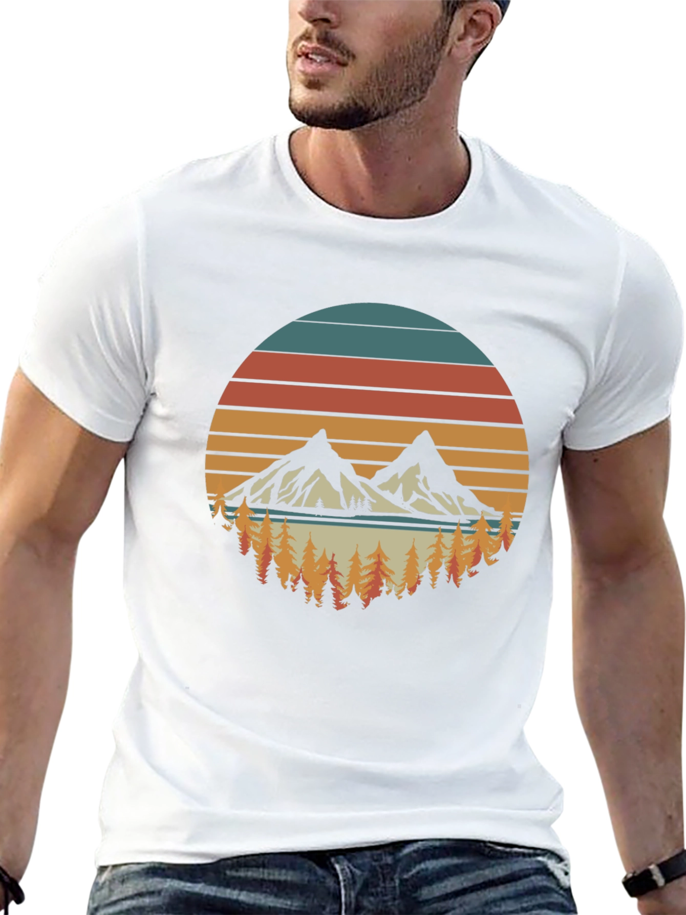 Retro Mountain Sunset Graphic T-Shirt