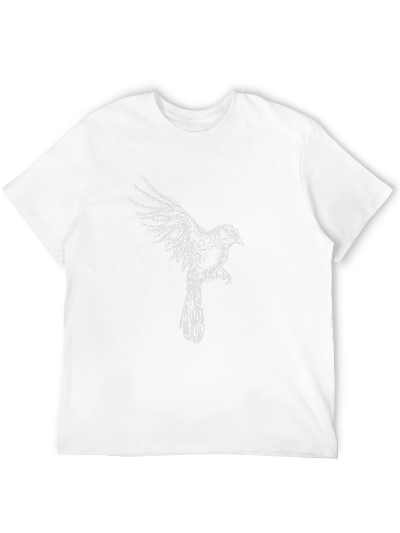 Black T-Shirt with Artistic Bird Print