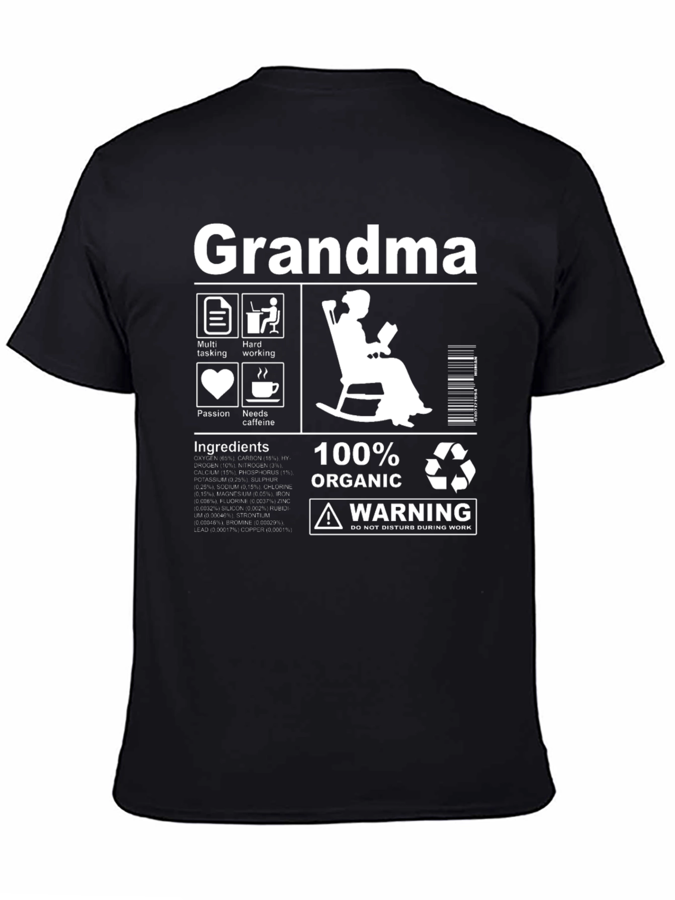 Grandma 100% Organic T-Shirt - Funny Grandma Gift