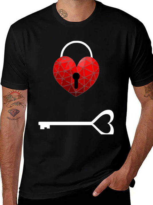 Heart Lock & Key Graphic Tee - Love Unlock T-Shirt