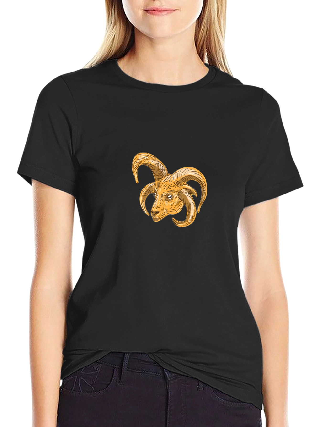 Ram Head Graphic Black T-Shirt
