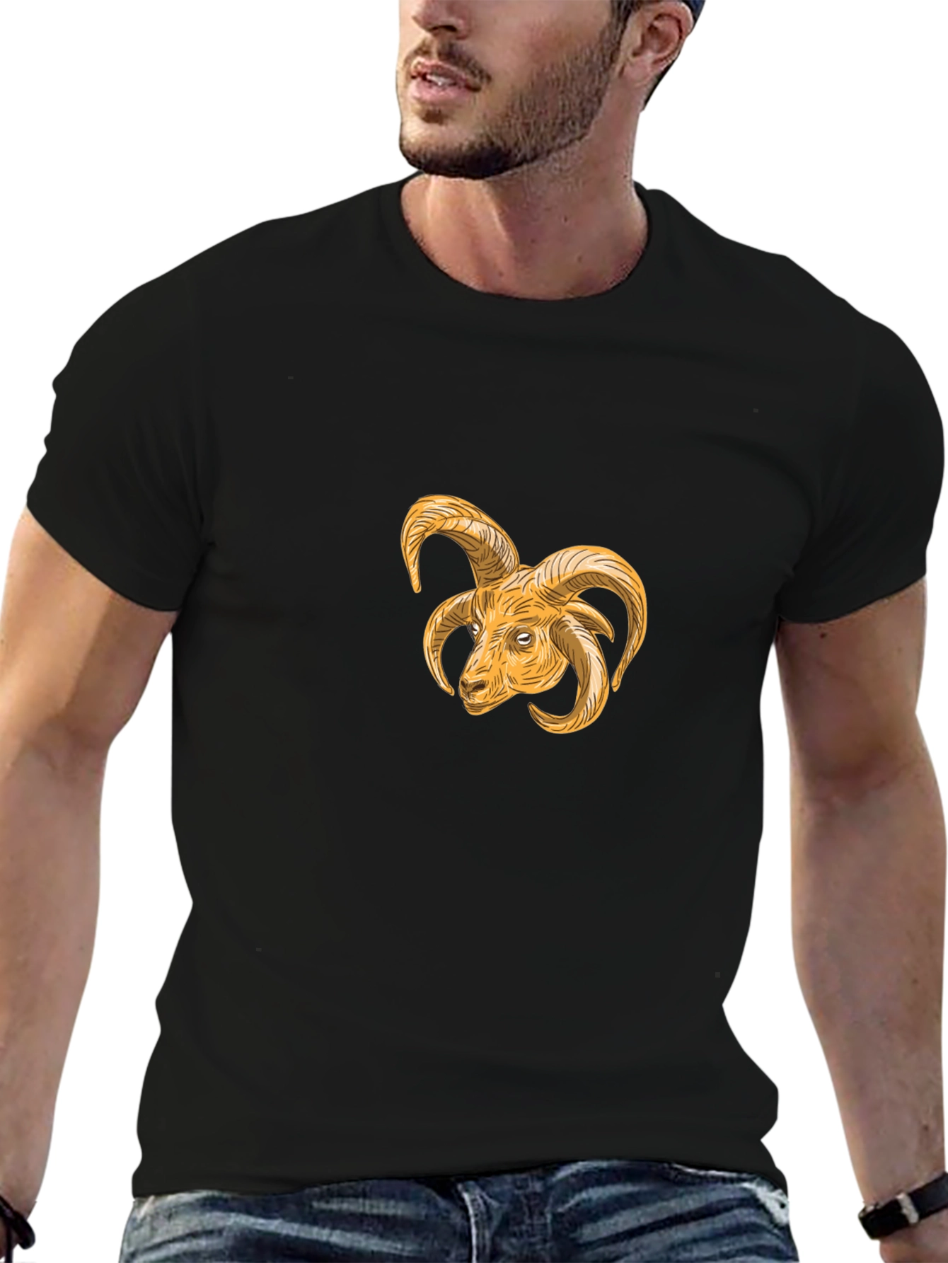 Ram Head Graphic Black T-Shirt