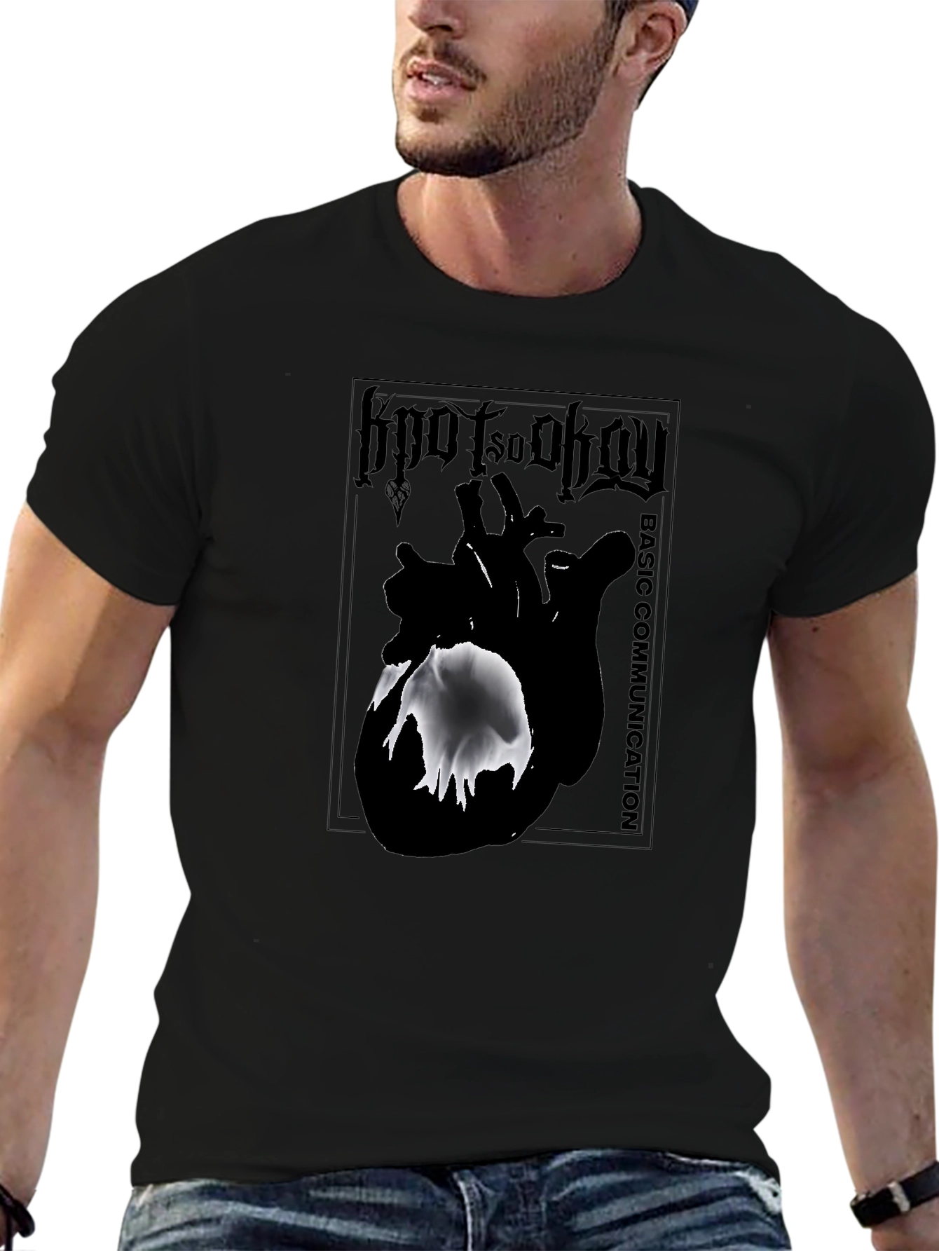 Basic Communication Heart Graphic T-Shirt
