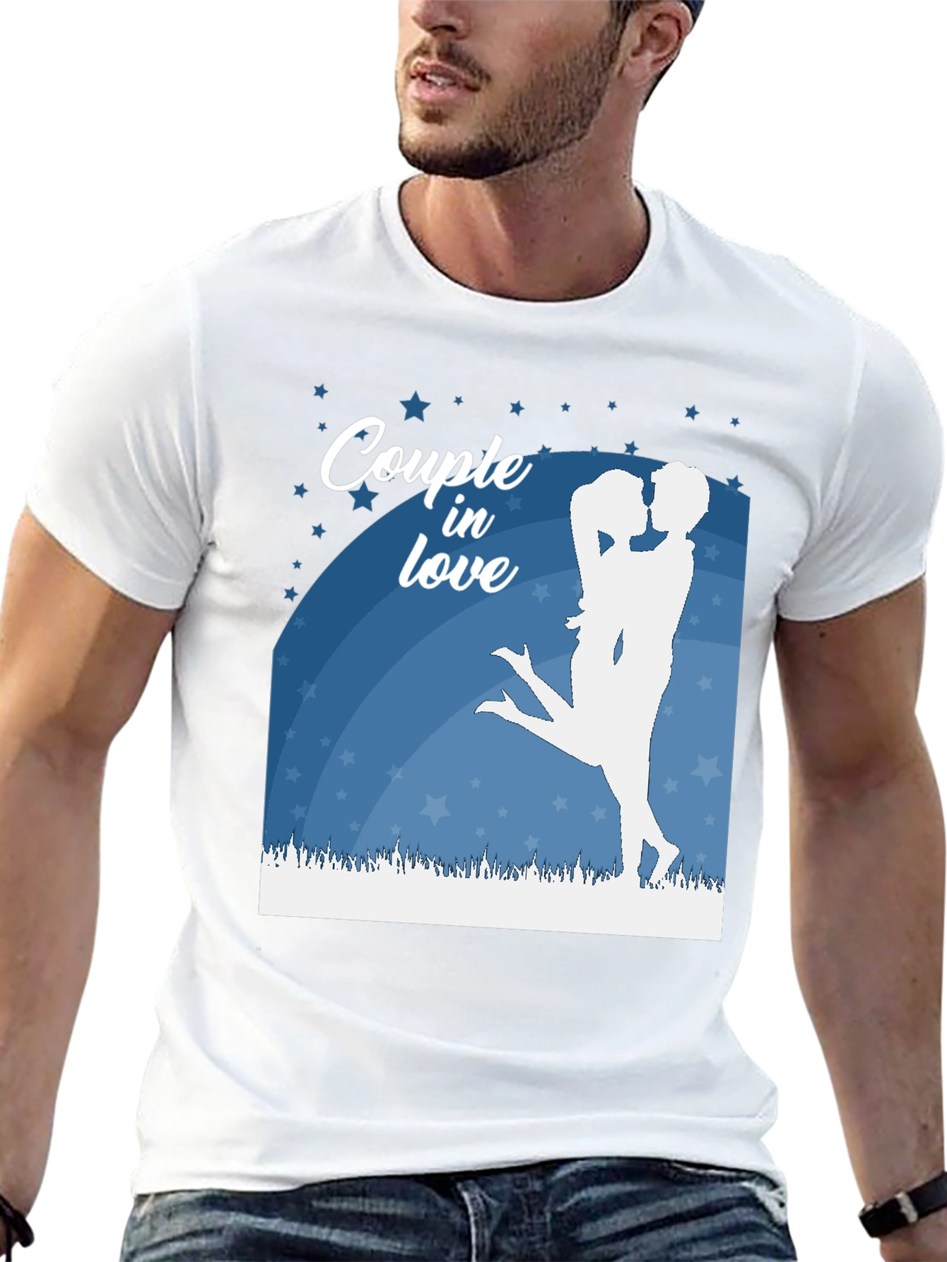 Couple In Love Graphic Tee - Black Cotton Shirt