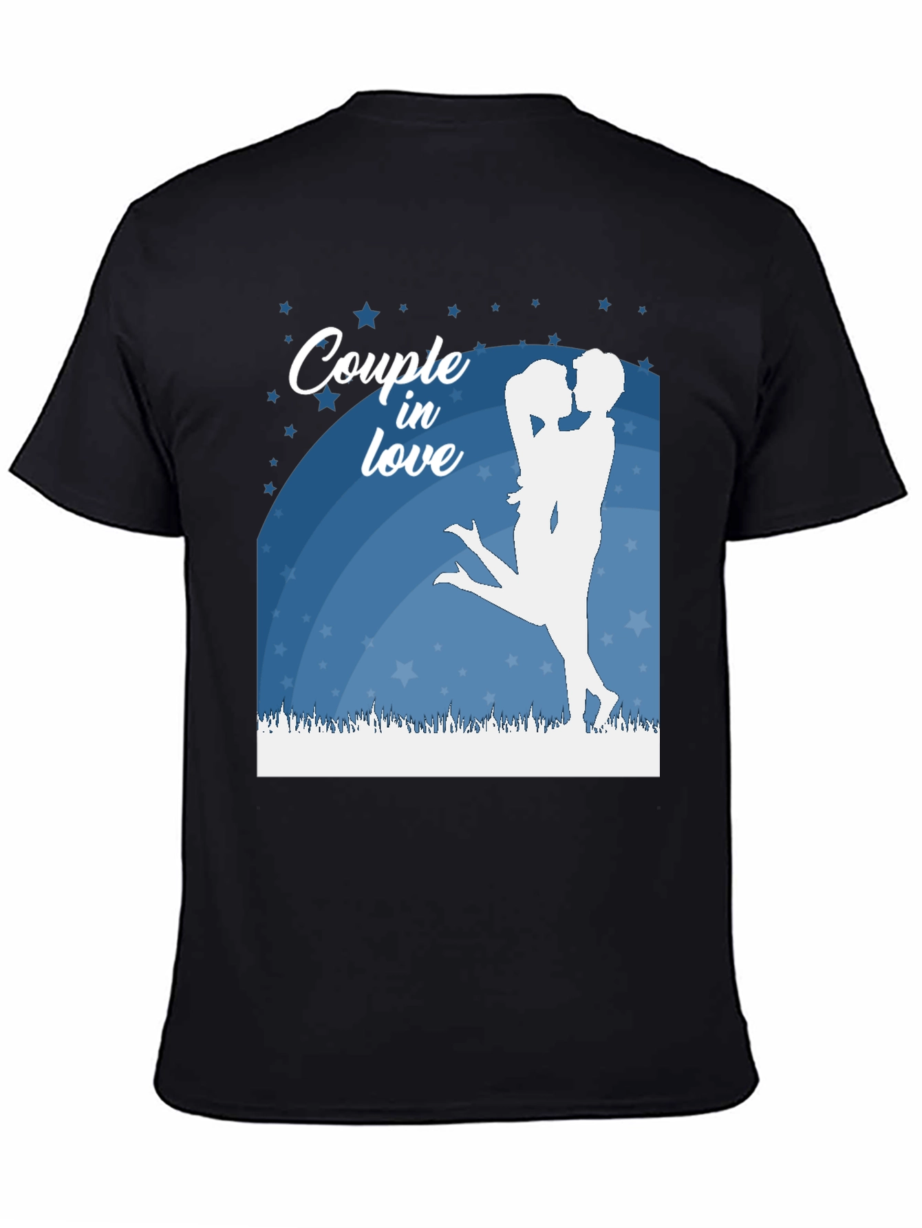 Couple In Love Graphic Tee - Black Cotton Shirt