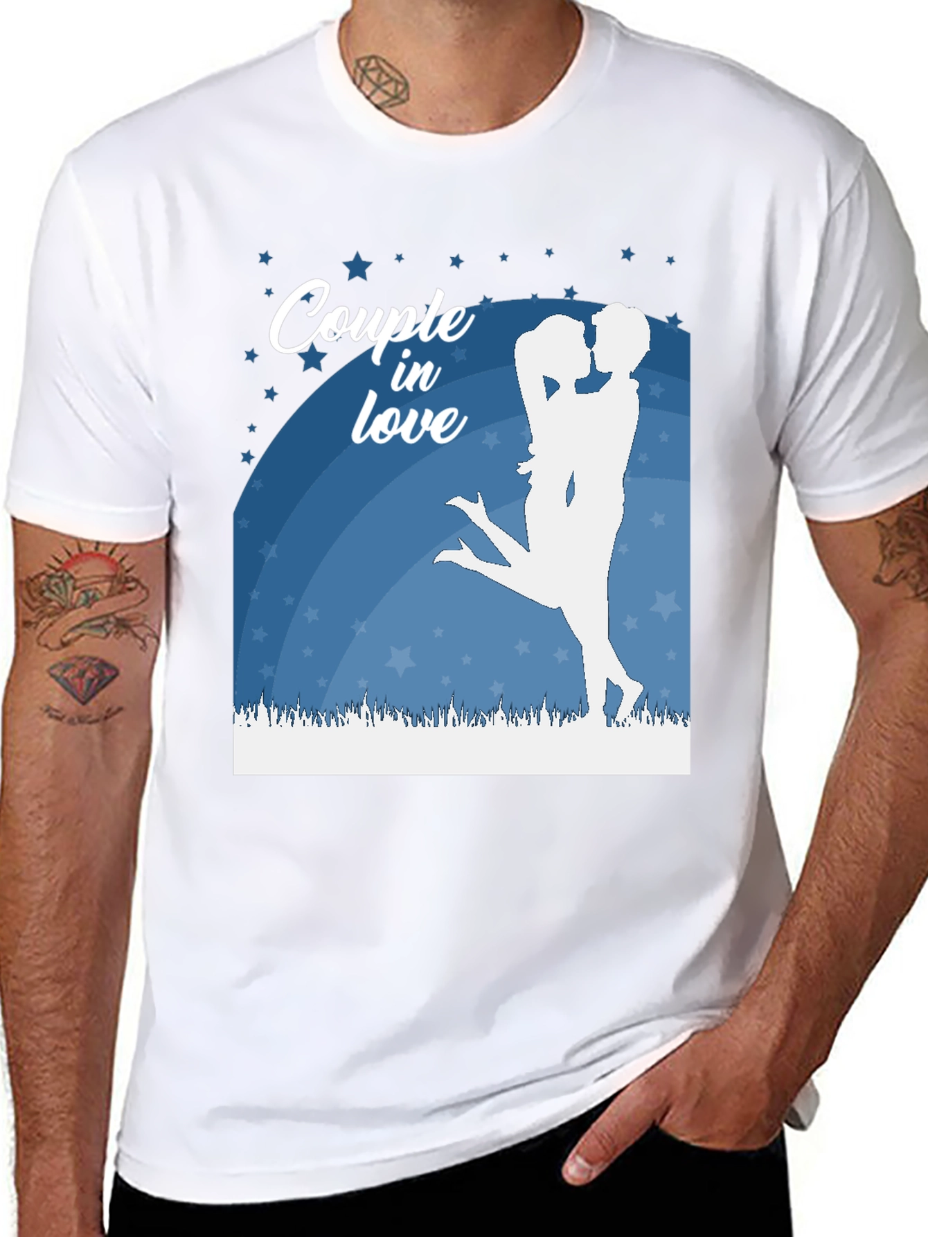 Couple In Love Graphic Tee - Black Cotton Shirt