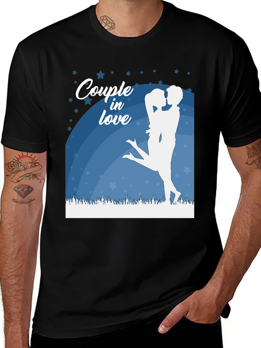 Couple In Love Graphic Tee - Black Cotton Shirt