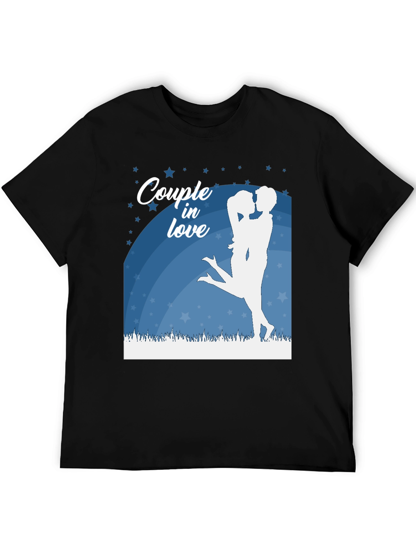 Couple In Love Graphic Tee - Black Cotton Shirt