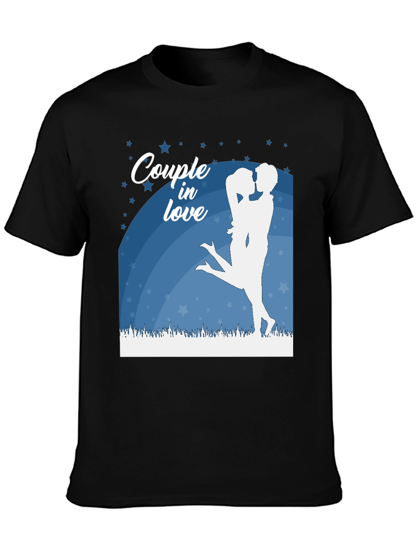 Couple In Love Graphic Tee - Black Cotton Shirt