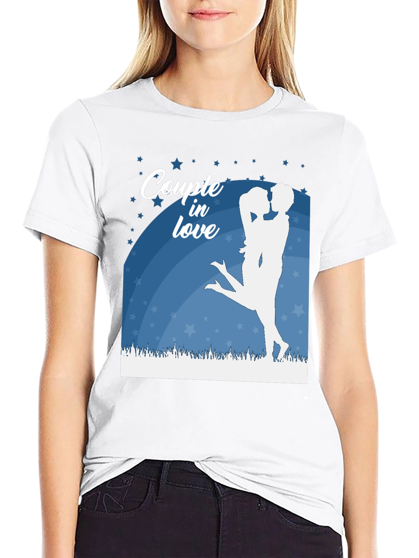 Couple In Love Graphic Tee - Black Cotton Shirt
