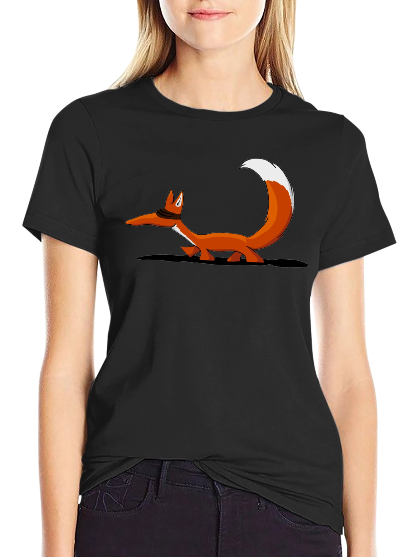 Fox Graphic T-Shirt - Black Crew Neck Tee