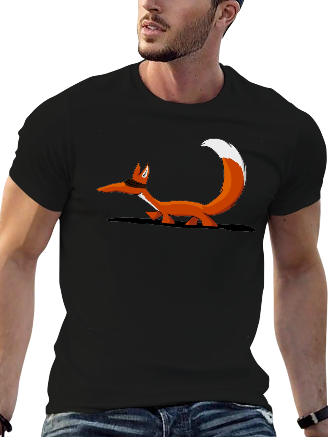 Fox Graphic T-Shirt - Black Crew Neck Tee