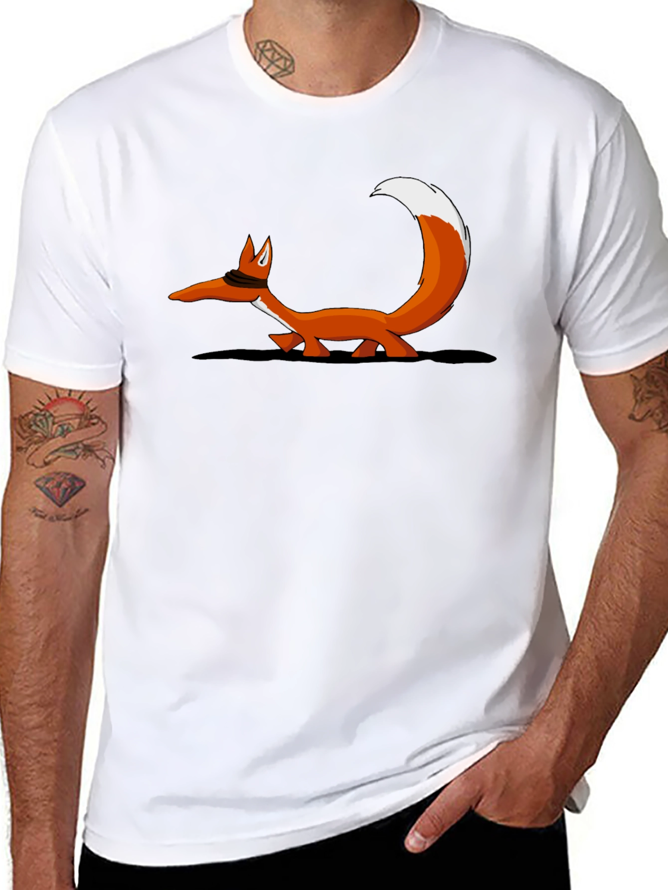 Fox Graphic T-Shirt - Black Crew Neck Tee