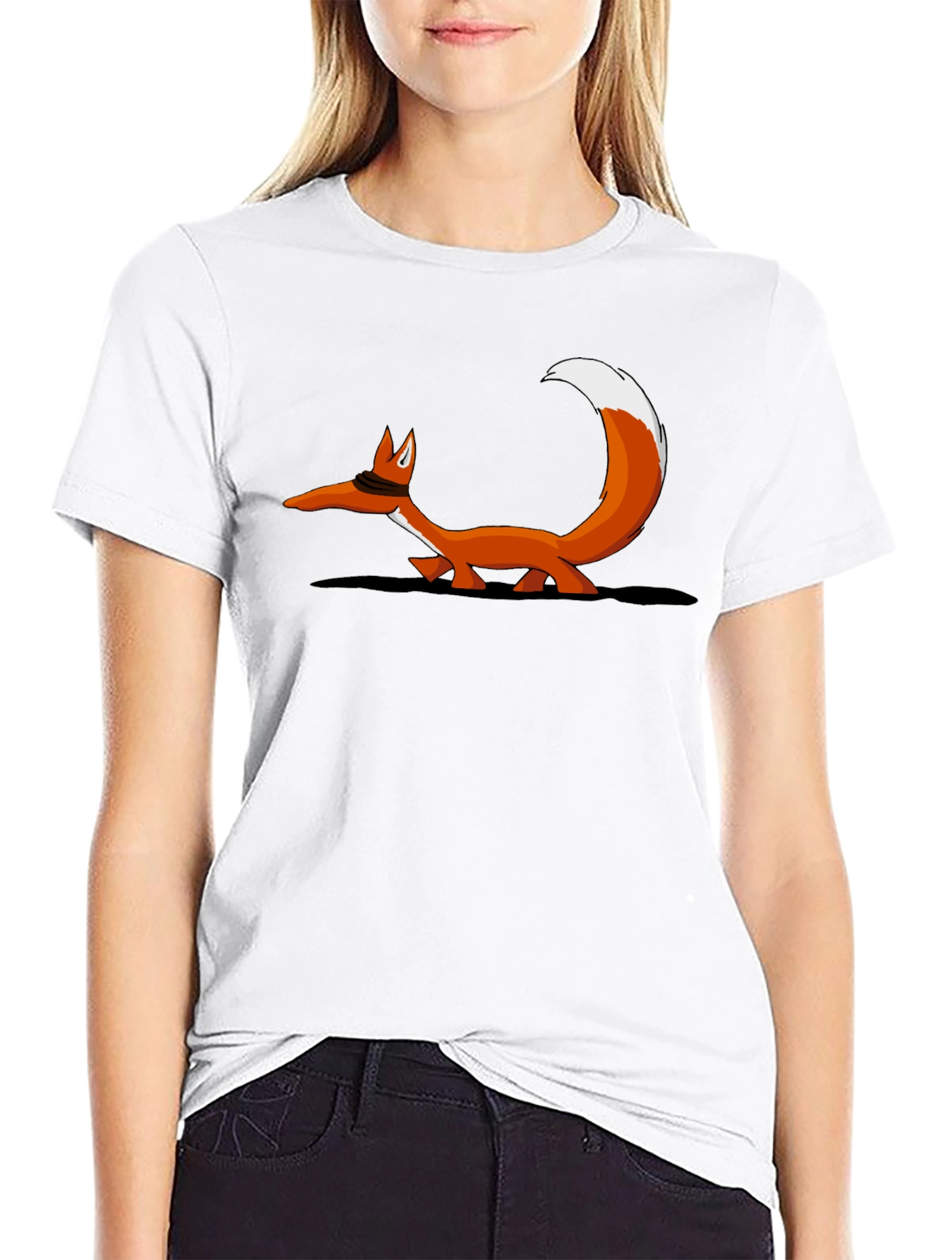Fox Graphic T-Shirt - Black Crew Neck Tee