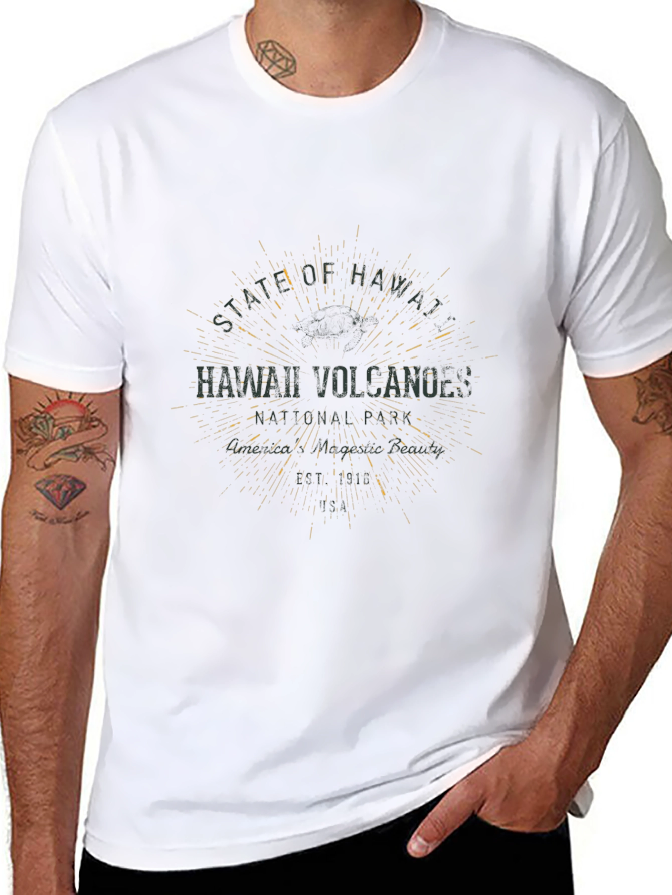 Hawaii Volcanoes Graphic T-Shirt - Black