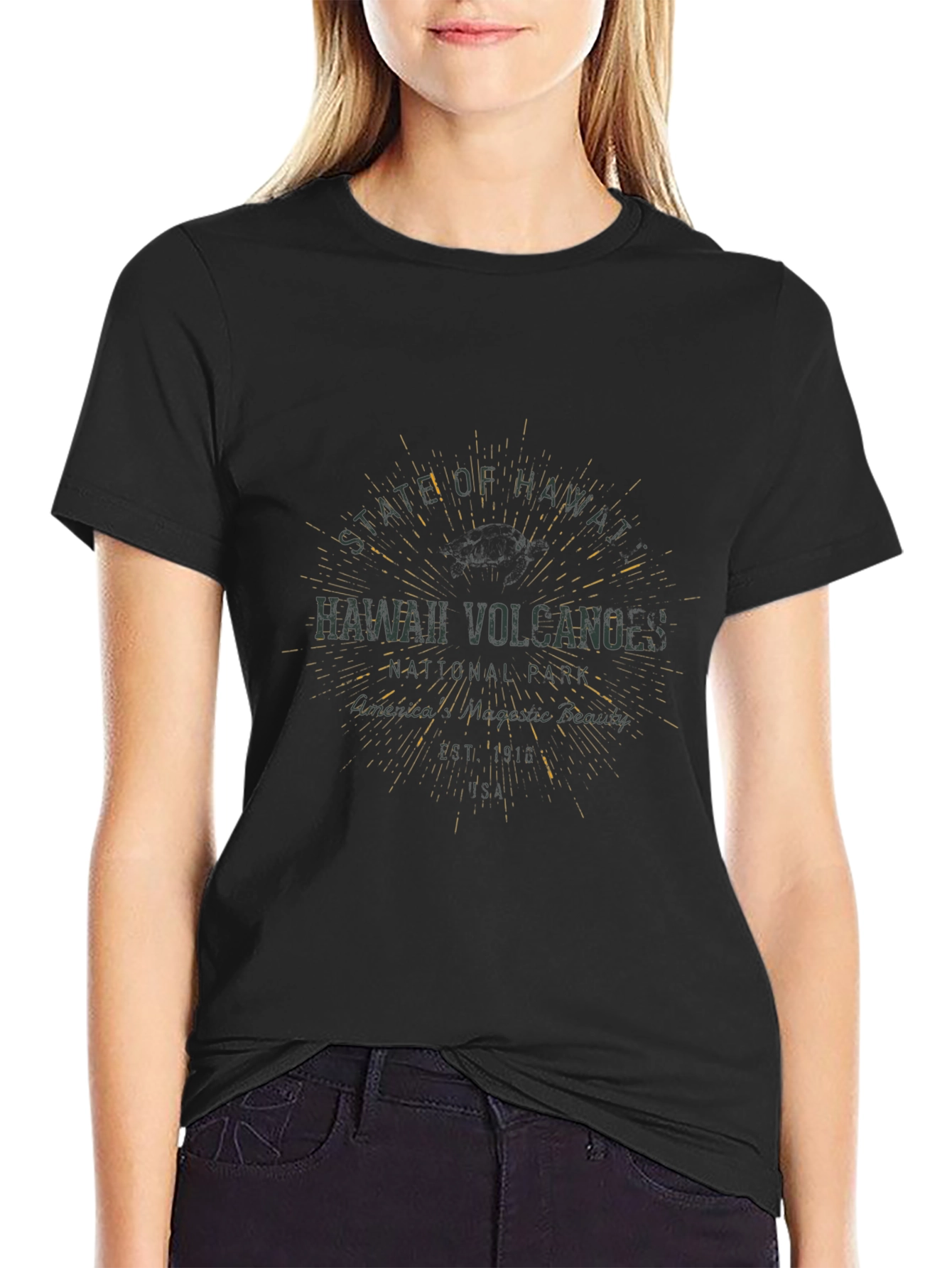 Hawaii Volcanoes Graphic T-Shirt - Black