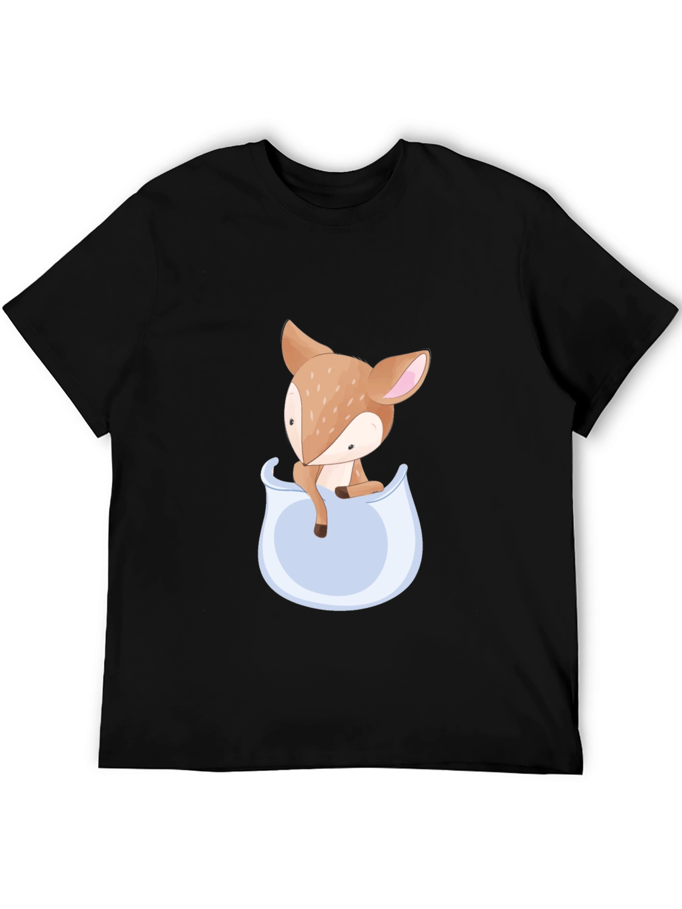 Cute Fawn Pocket Graphic Tee - Soft Cotton Blend