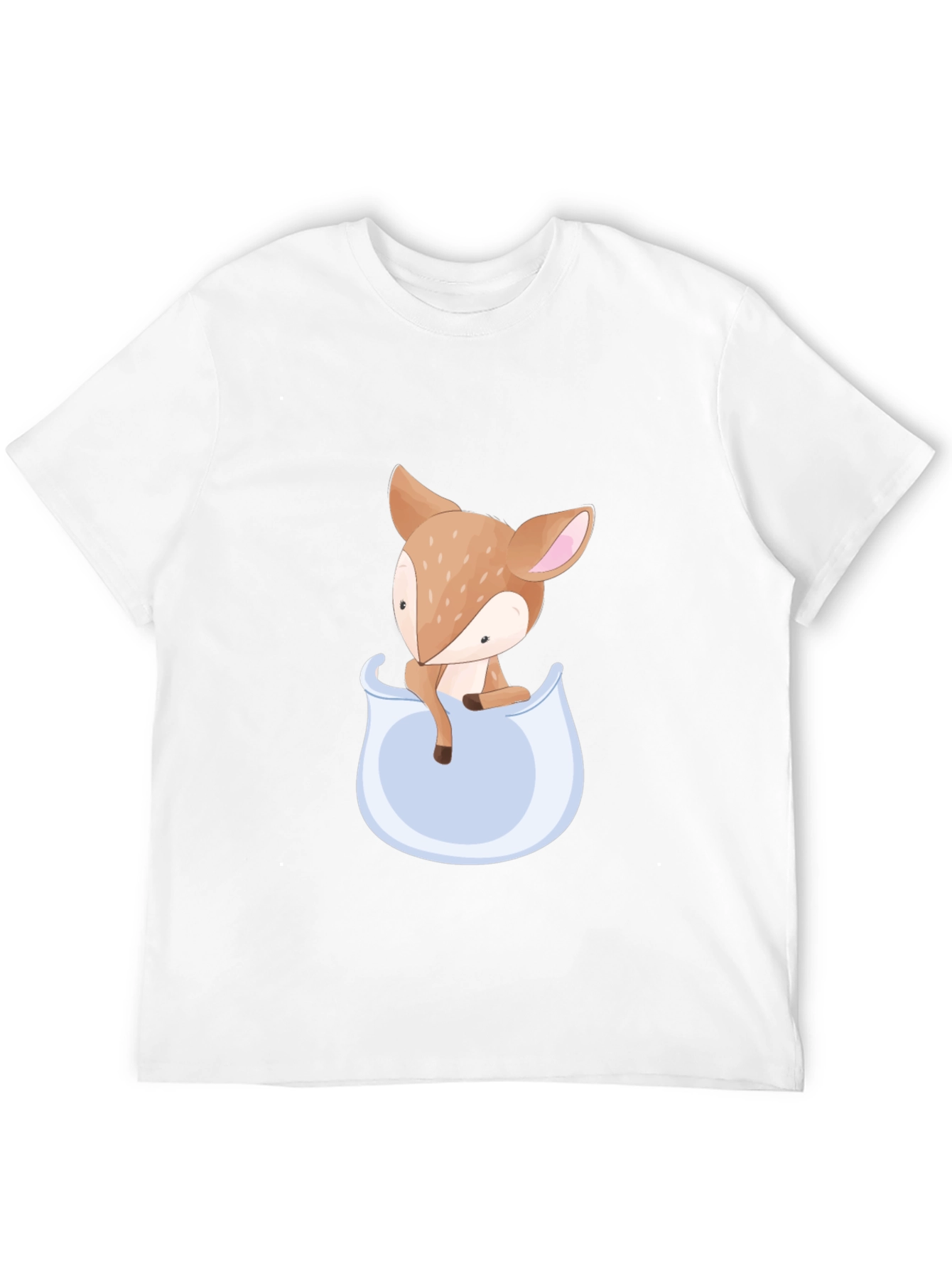 Cute Fawn Pocket Graphic Tee - Soft Cotton Blend