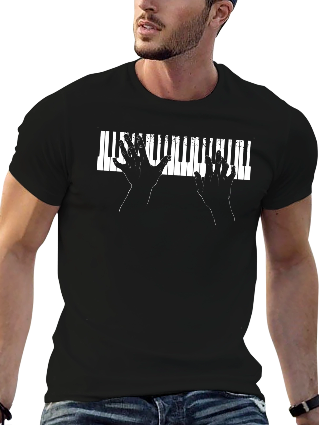 Piano Hands Black T-Shirt Music Lover Tee