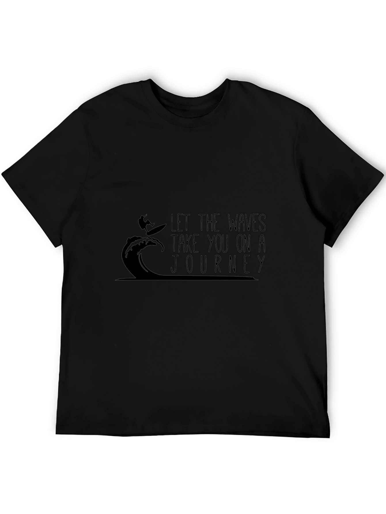 Surfer Waves Journey Graphic T-Shirt - Black
