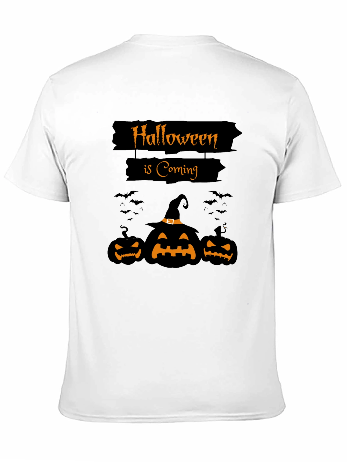 Halloween is Coming Black T-Shirt with Pumpkins
