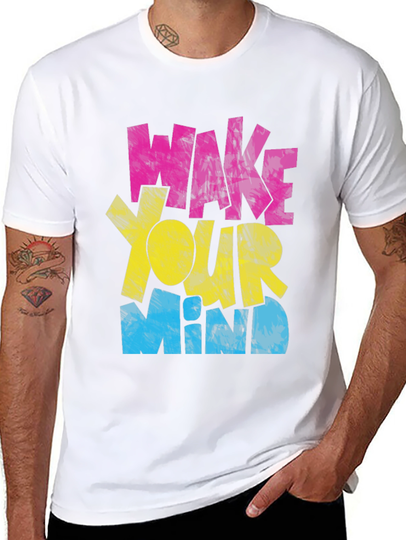 Wake Your Mind Graphic Print Mens T-Shirt