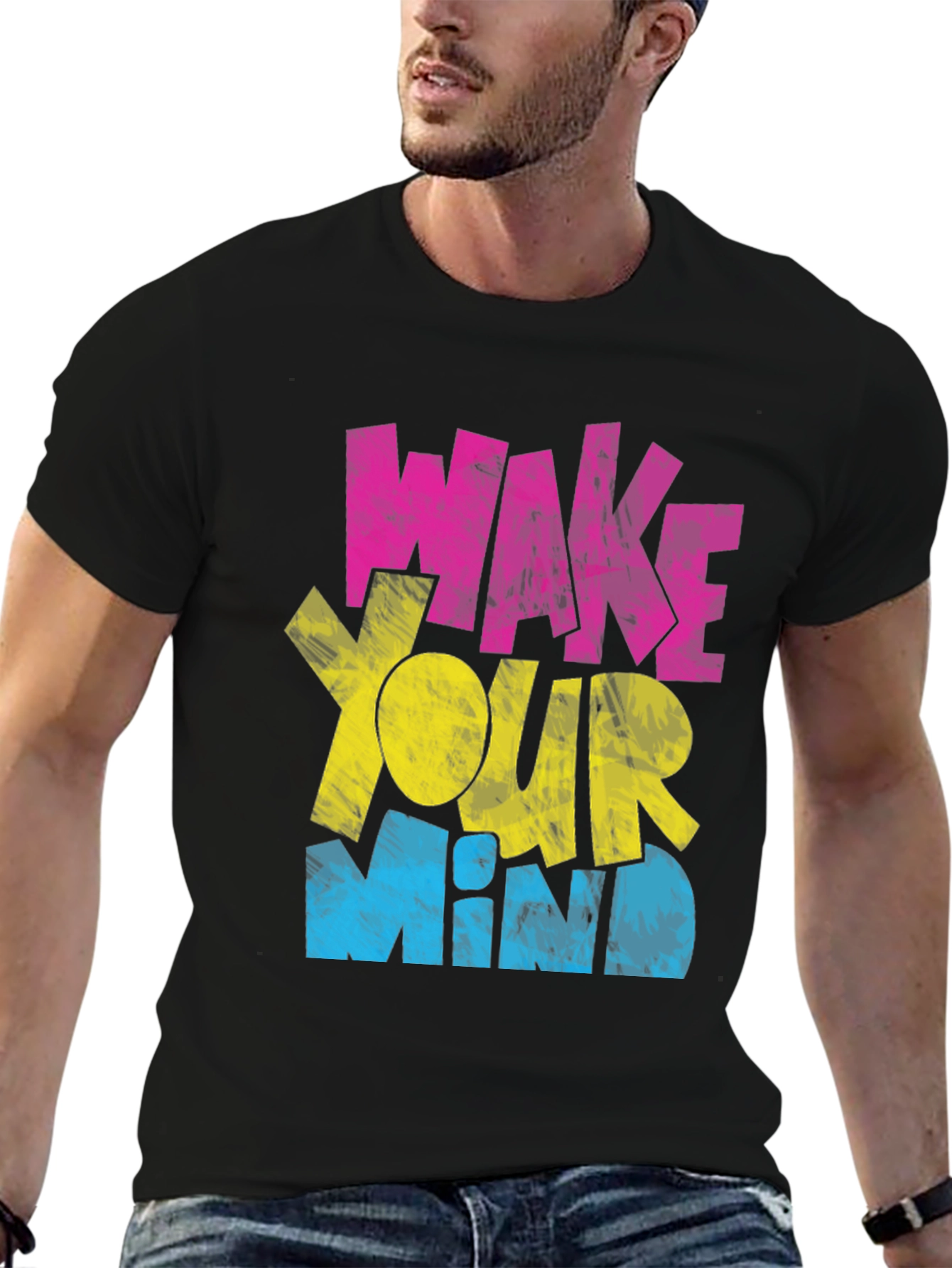 Wake Your Mind Graphic Print Mens T-Shirt