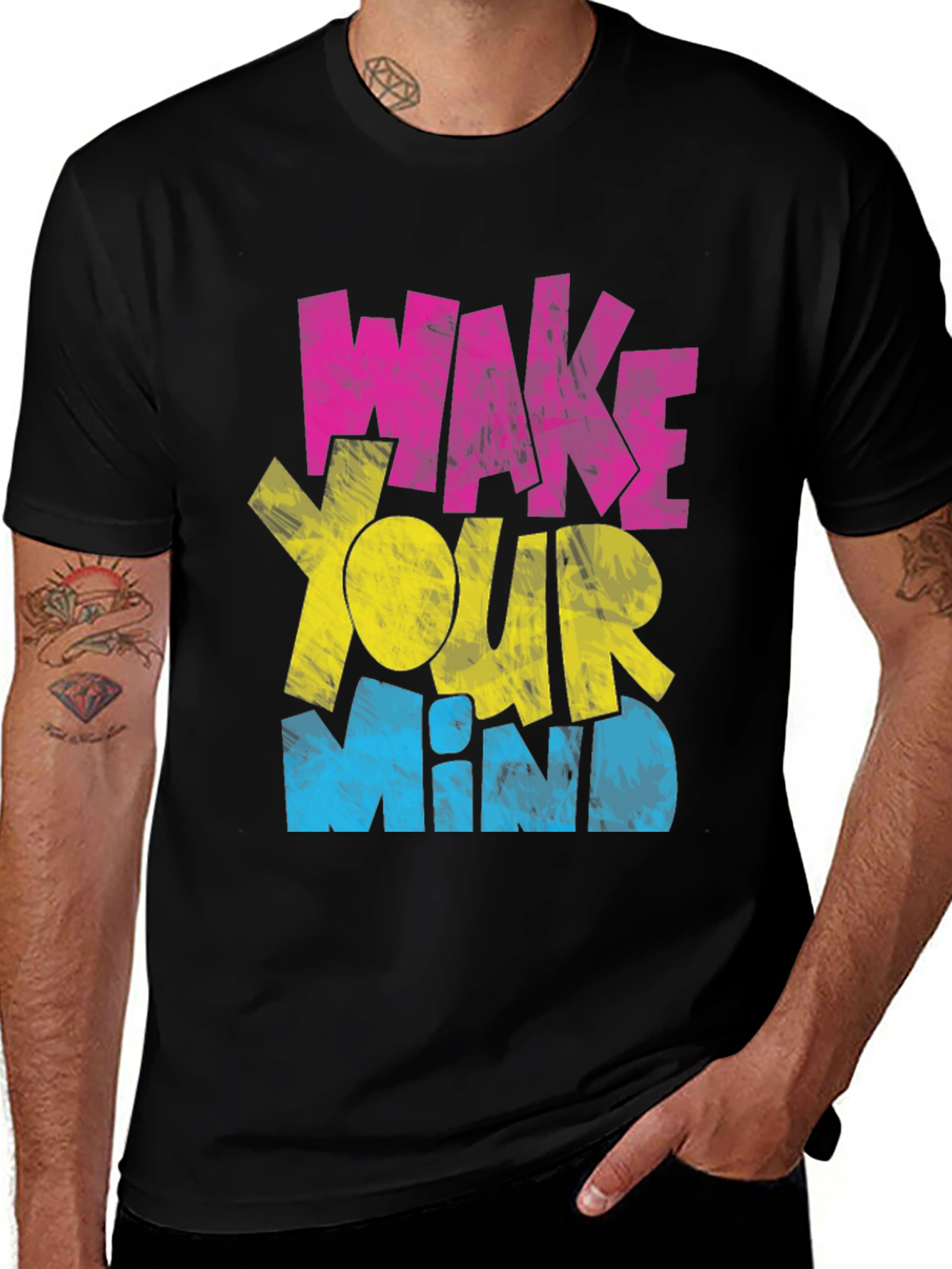 Wake Your Mind Graphic Print Mens T-Shirt