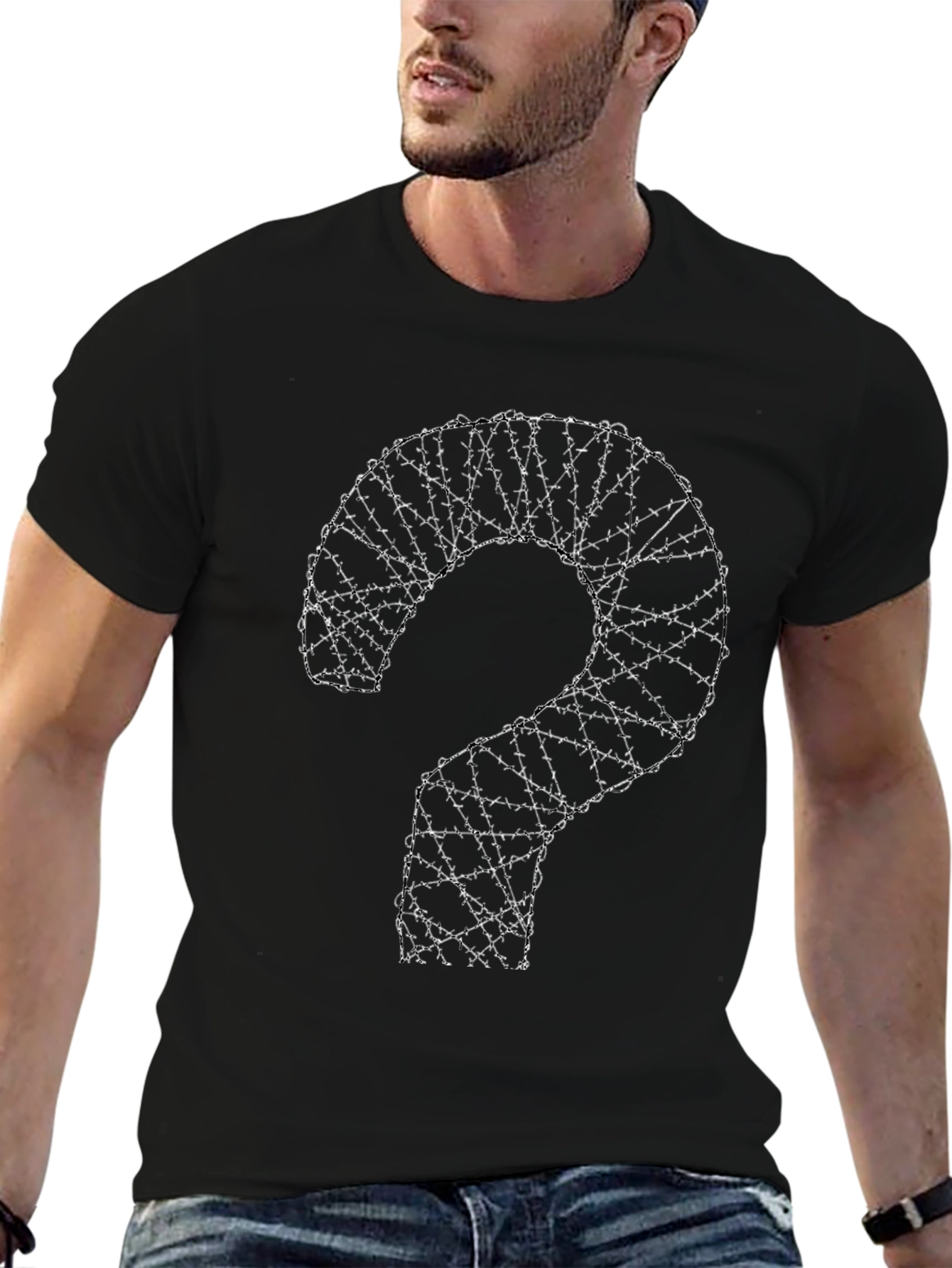Barbed Wire Question Mark Graphic T-Shirt