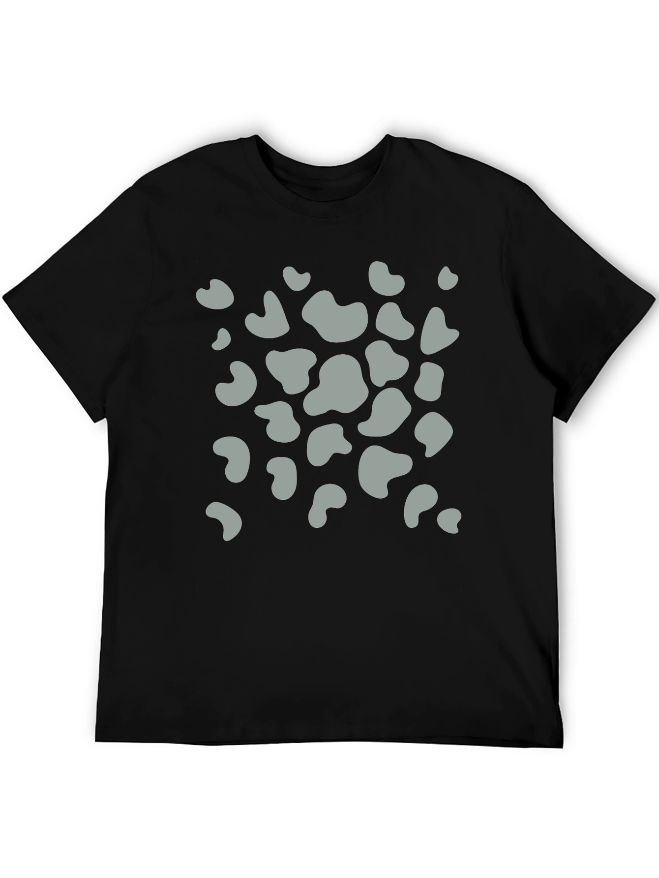 Mens Black T-Shirt with Grey Animal Print