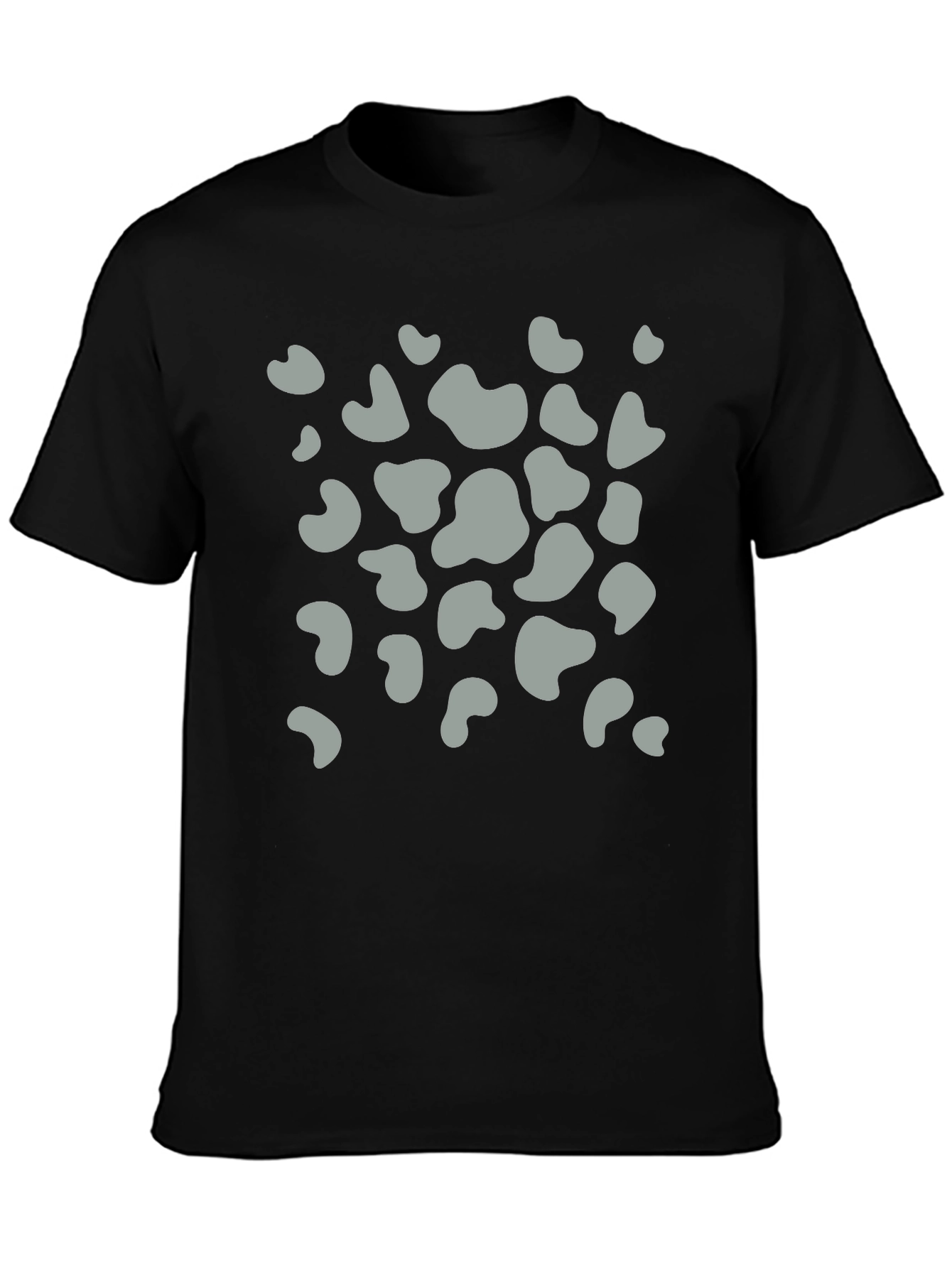 Mens Black T-Shirt with Grey Animal Print