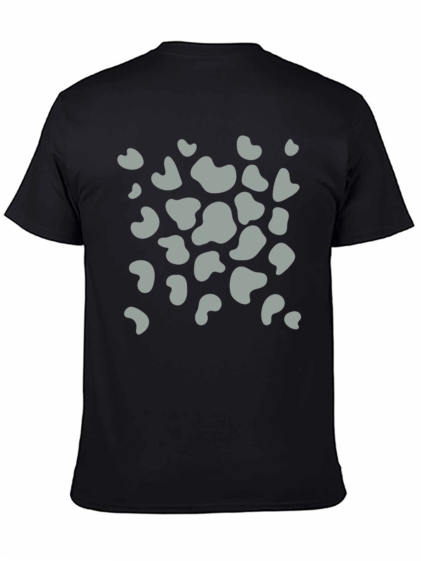 Mens Black T-Shirt with Grey Animal Print