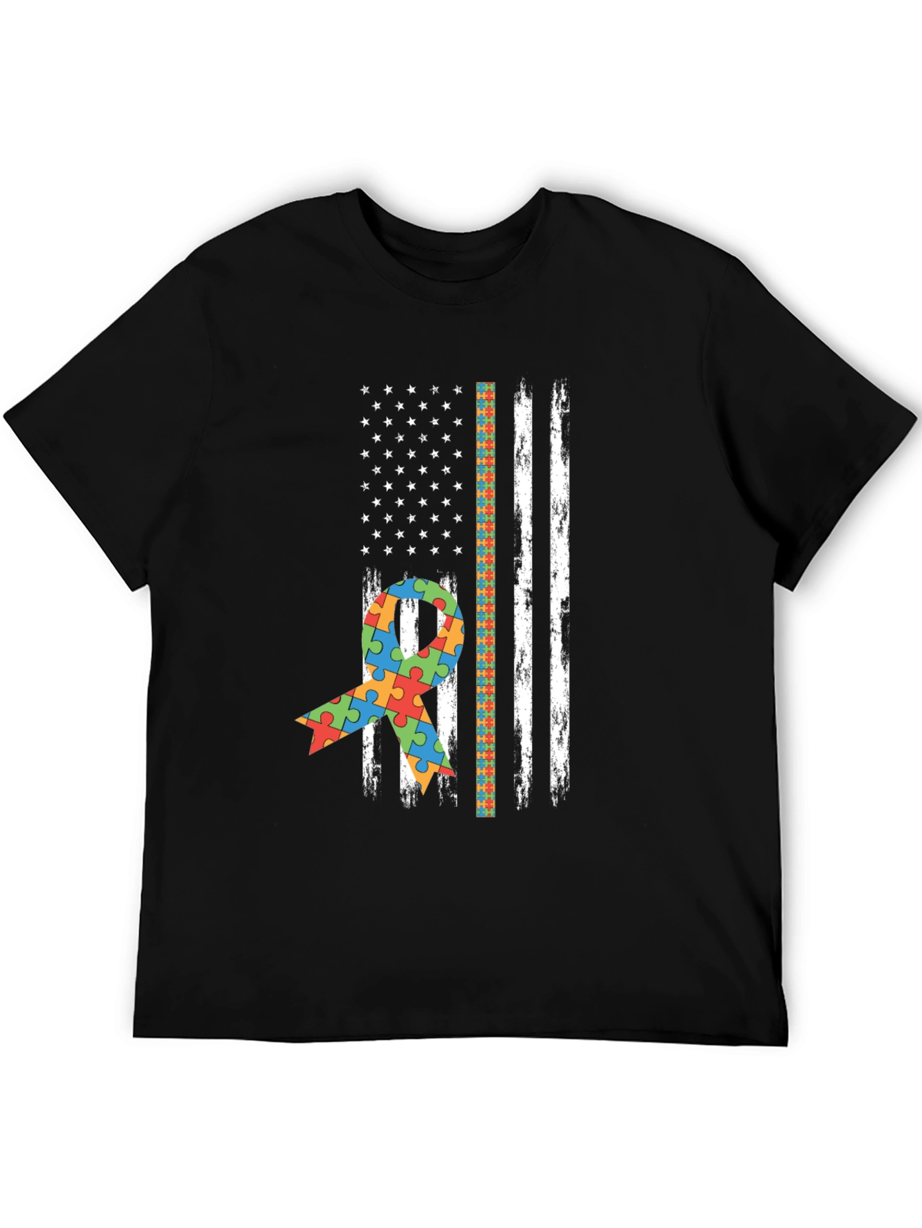 Autism Awareness American Flag T-Shirt
