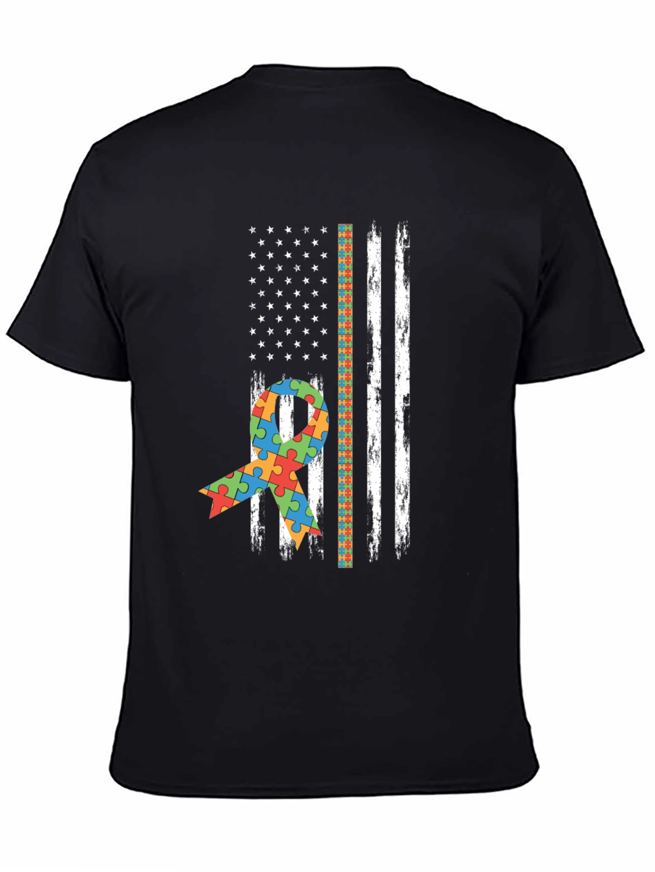 Autism Awareness American Flag T-Shirt