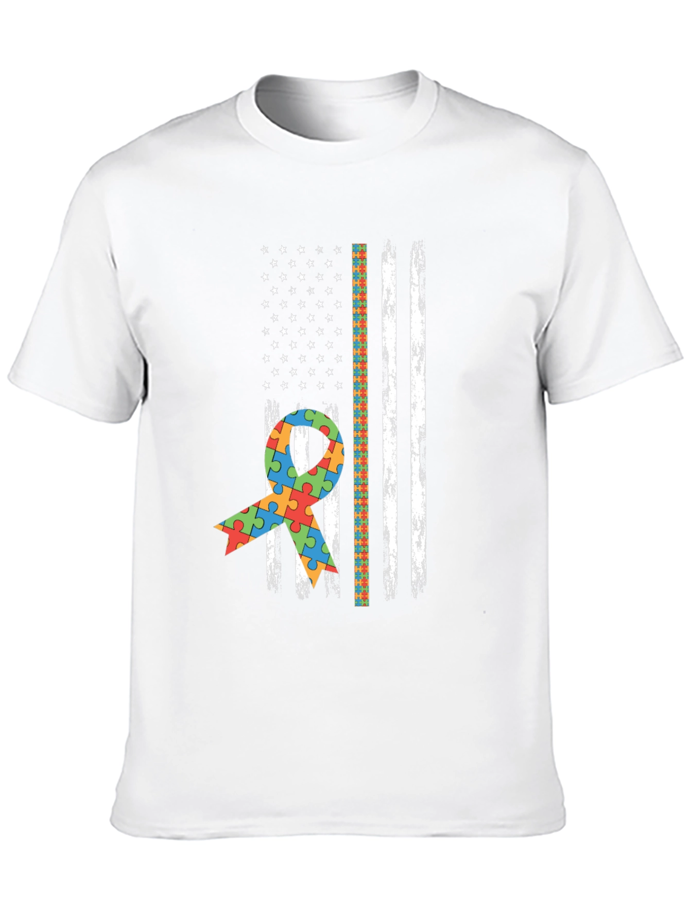 Autism Awareness American Flag T-Shirt